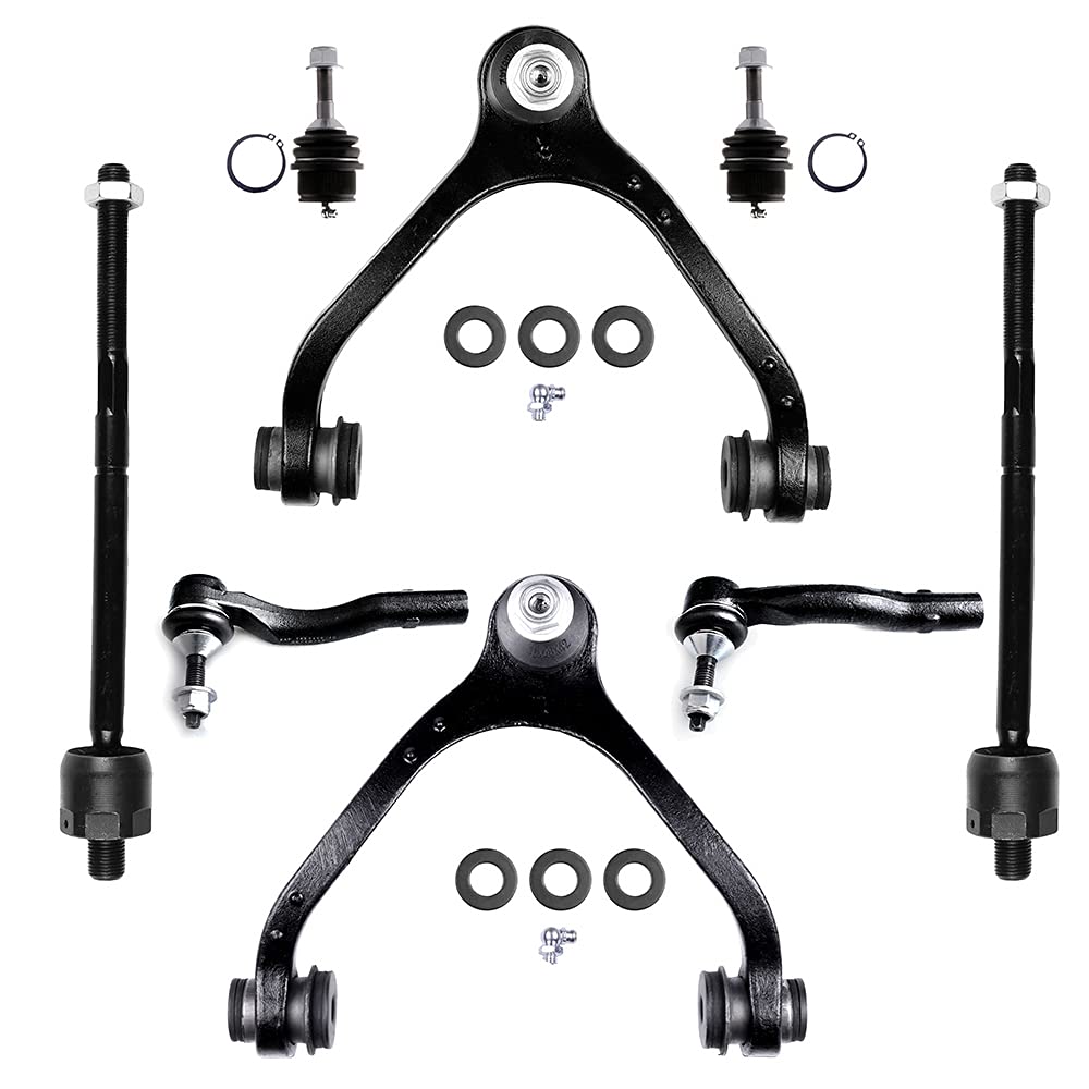 8-Piece Front Suspension Kit - Upper Control Arm, Ball Joint, Inner & Outer Tie Rod Ends - Compatible with Ford Crown Victoria, Lincoln Town Car, Mercury Grand Marquis & Marauder - Perfect for Smooth Ride & Enhanced Vehicle Control on Highways & City Roads