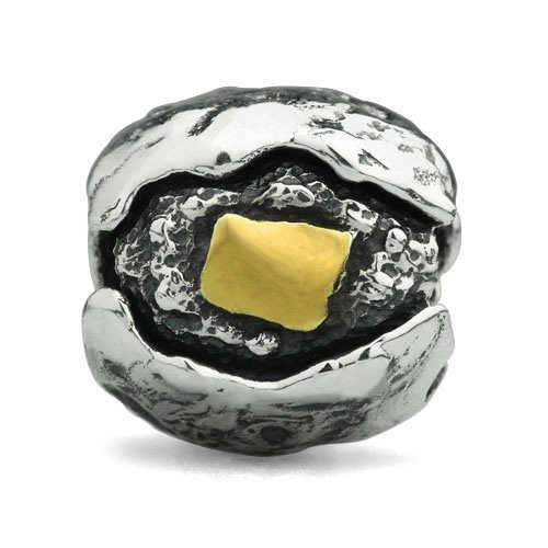 OHM Sterling Silver Potato Bead Charm for Jewelry Making - DIY Bracelet, Necklace & Crafting Supplies - Perfect for Handmade Gifts & Boho Style Accessories