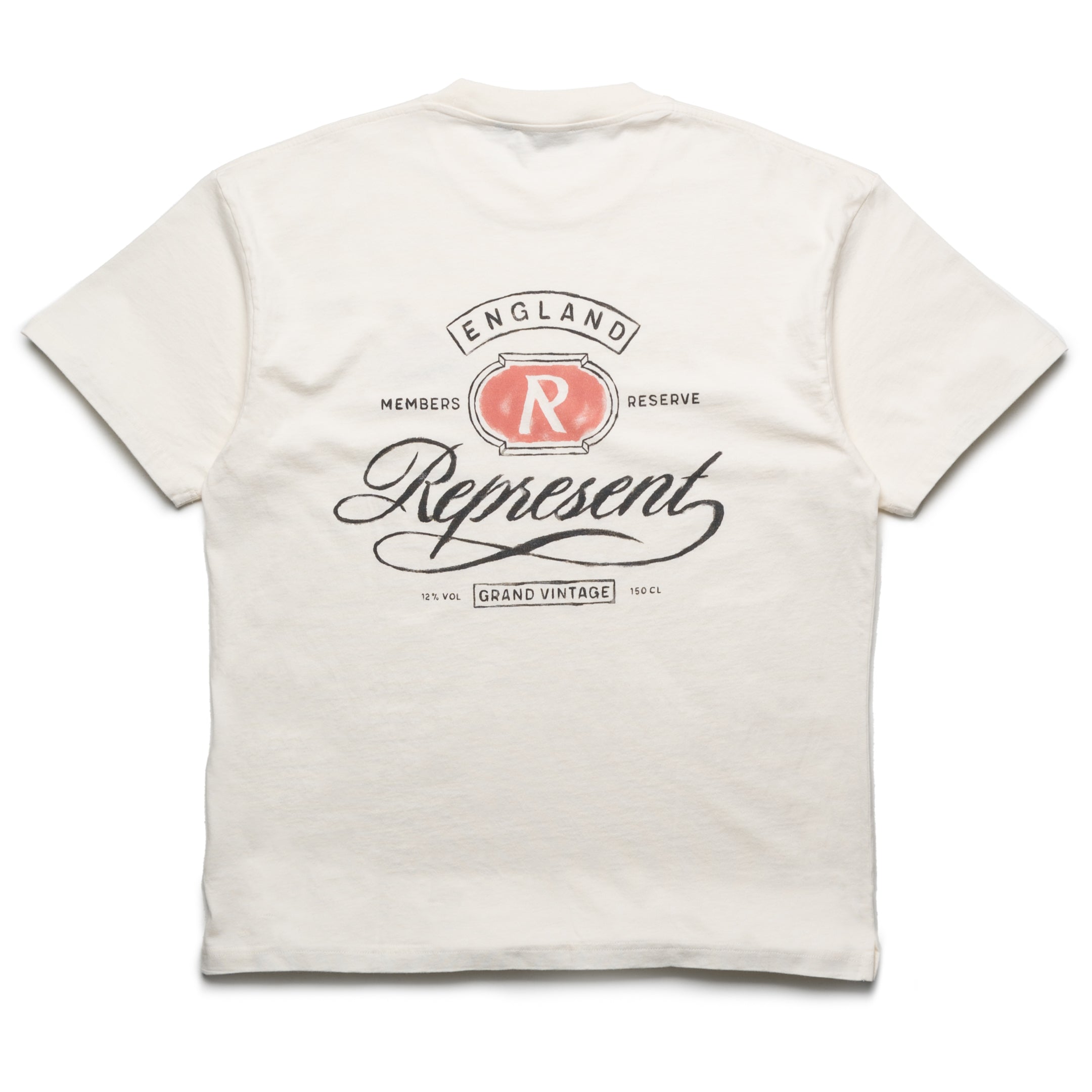 Vintage Hand Drawn Graphic T-Shirt - Grand Represent Tee in Aged White | Casual Streetwear for Men & Women