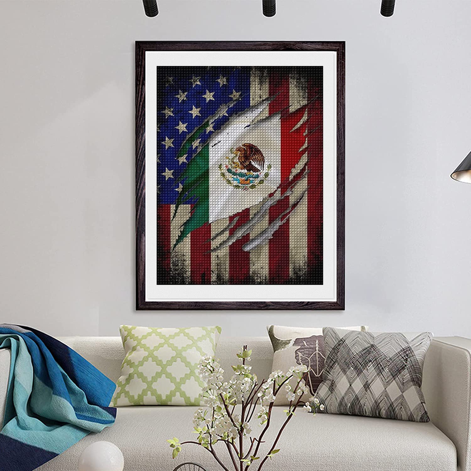 DVWIVGY Mexican American Flag Diamond Painting Kit for Adults & Kids - Full Drill 5D DIY Diamond Art with Accessories - 12x16 Inch Crystal Rhinestone Wall Decor - Perfect for Home Decor, Gifts, and Relaxation Therapy