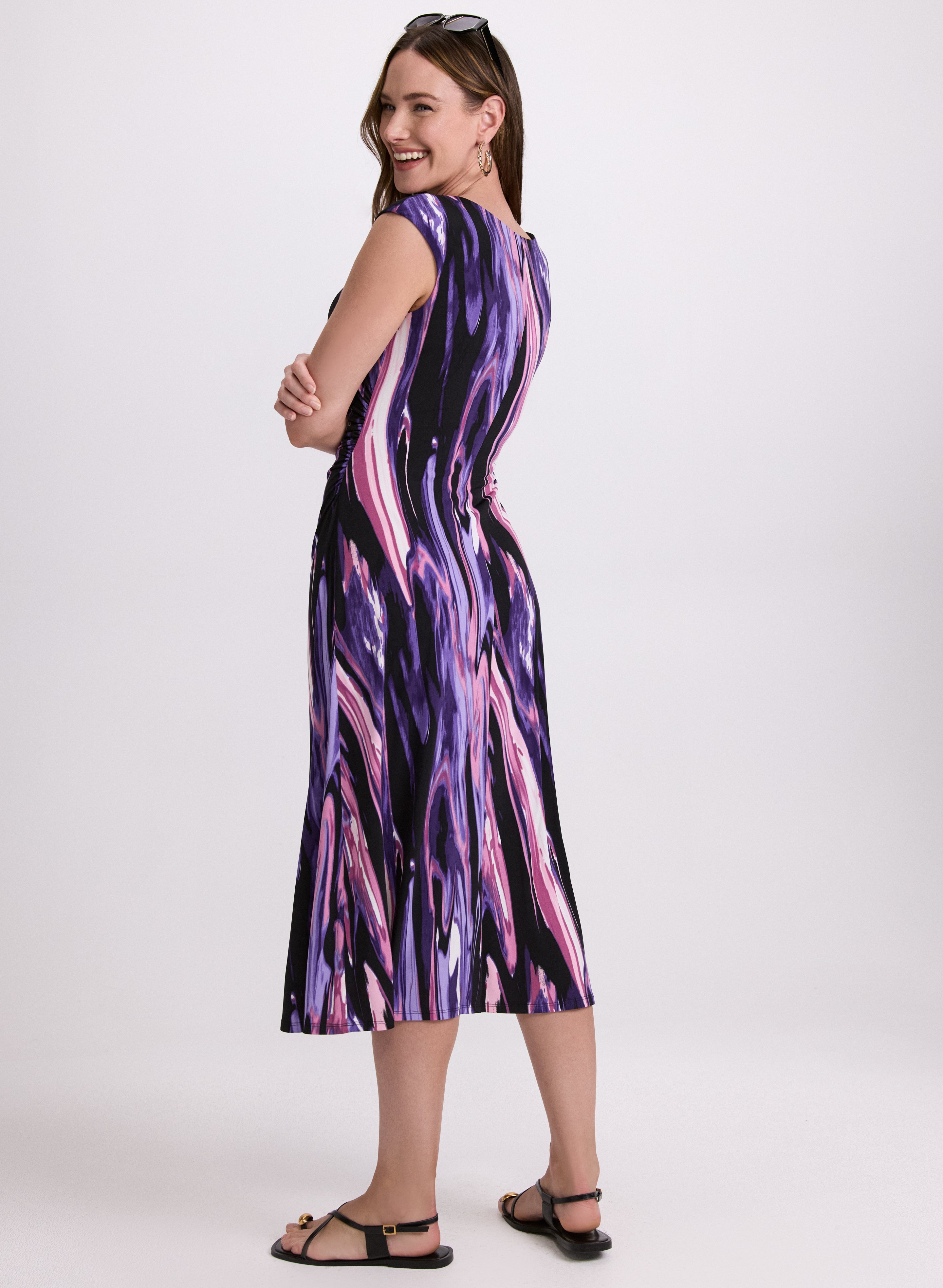 Floral Brush Paint Print Summer Dress - Elegant Flowy Maxi Dress for Women, Perfect for Beach Vacations, Parties & Casual Outings