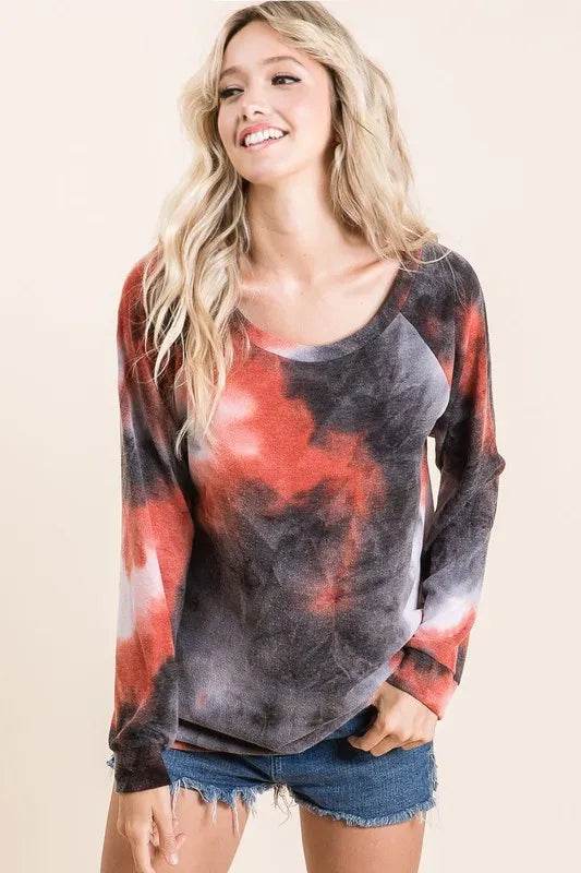 Tie Dye Sweater Knit Top for Women - Soft & Stylish Pullover - Boho Chic Casual Wear for Fall & Winter