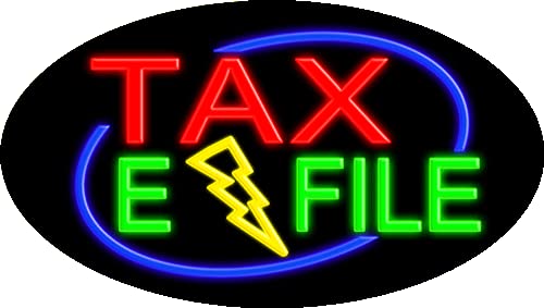 Tax E-File Glass Neon Sign #14130 – Handmade in USA | Perfect for Office Decor, Tax Season Decorations & Business Branding
