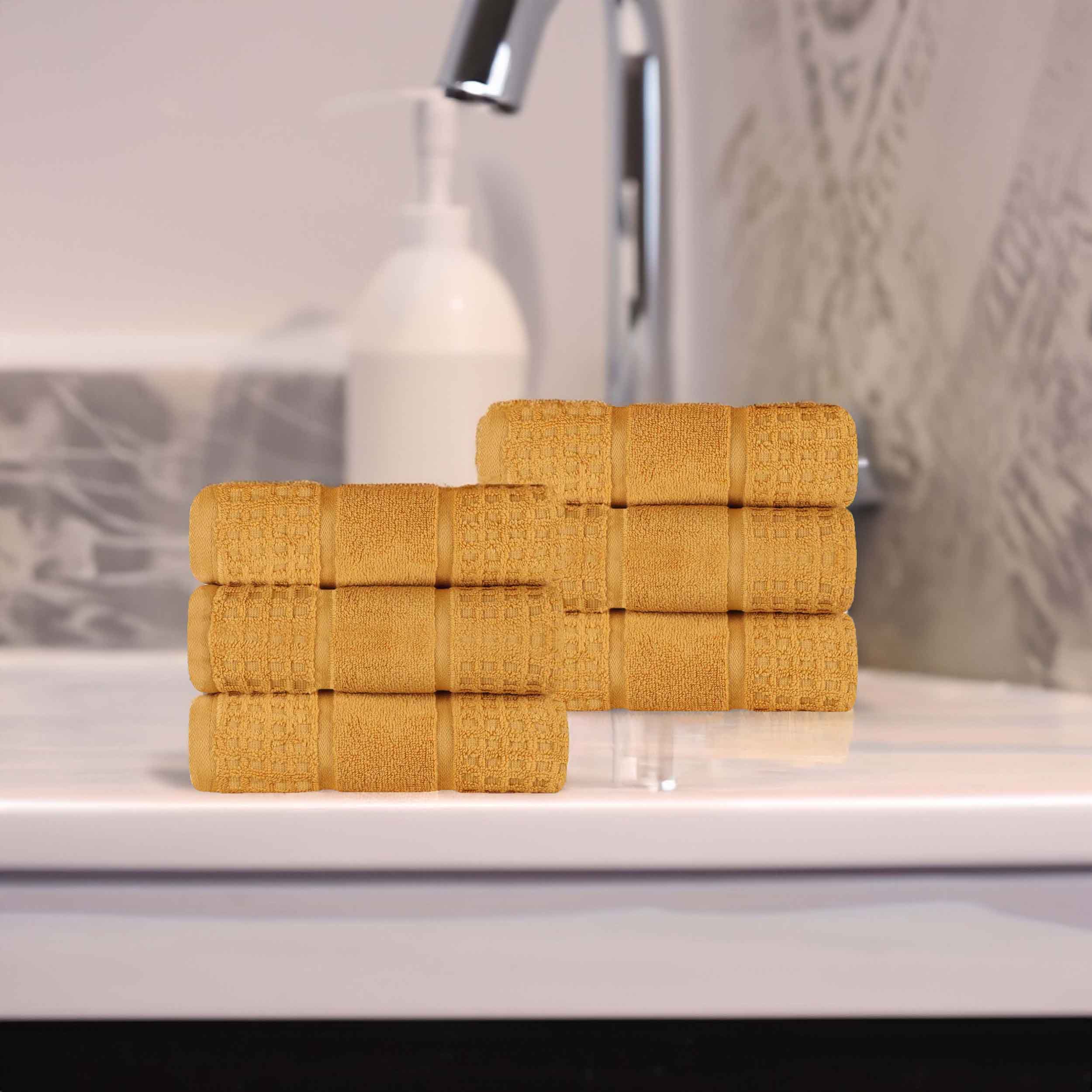 Premium 100% Zero Twist Cotton Waffle Honeycomb Hand Towels - Ultra Soft & Highly Absorbent - Set of 6 Bath Towels for Kitchen, Bathroom & Spa - Eco-Friendly & Quick-Drying