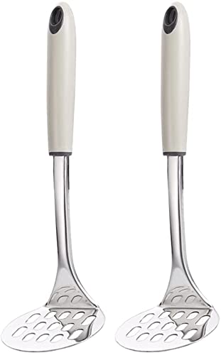 Stainless Steel Potato Masher Set of 2 - Heavy Duty Manual Masher Tool for Potatoes, Vegetables & Fruits - Perfect for Home Kitchen, Restaurants & Meal Prep