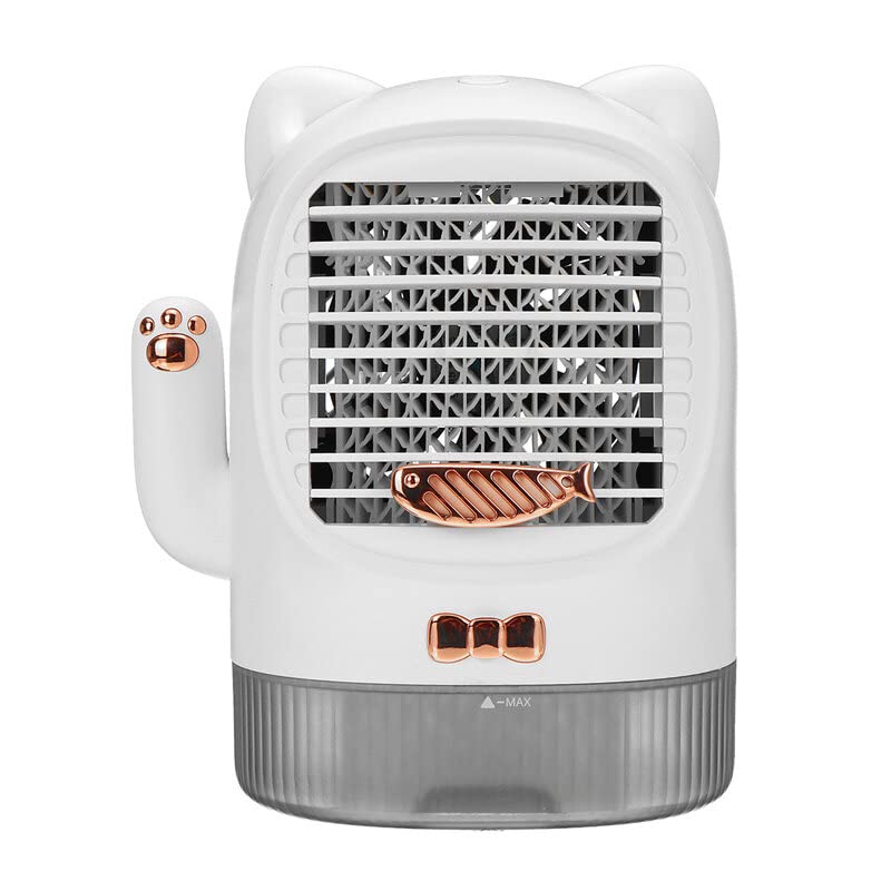 MYAMIA 3 in 1 Mini USB Sterilizer Humidifier Air Cooler with Lucky Cat Design, Desktop Air Conditioner & Small Fan for Home, Office, and Bedroom Use
