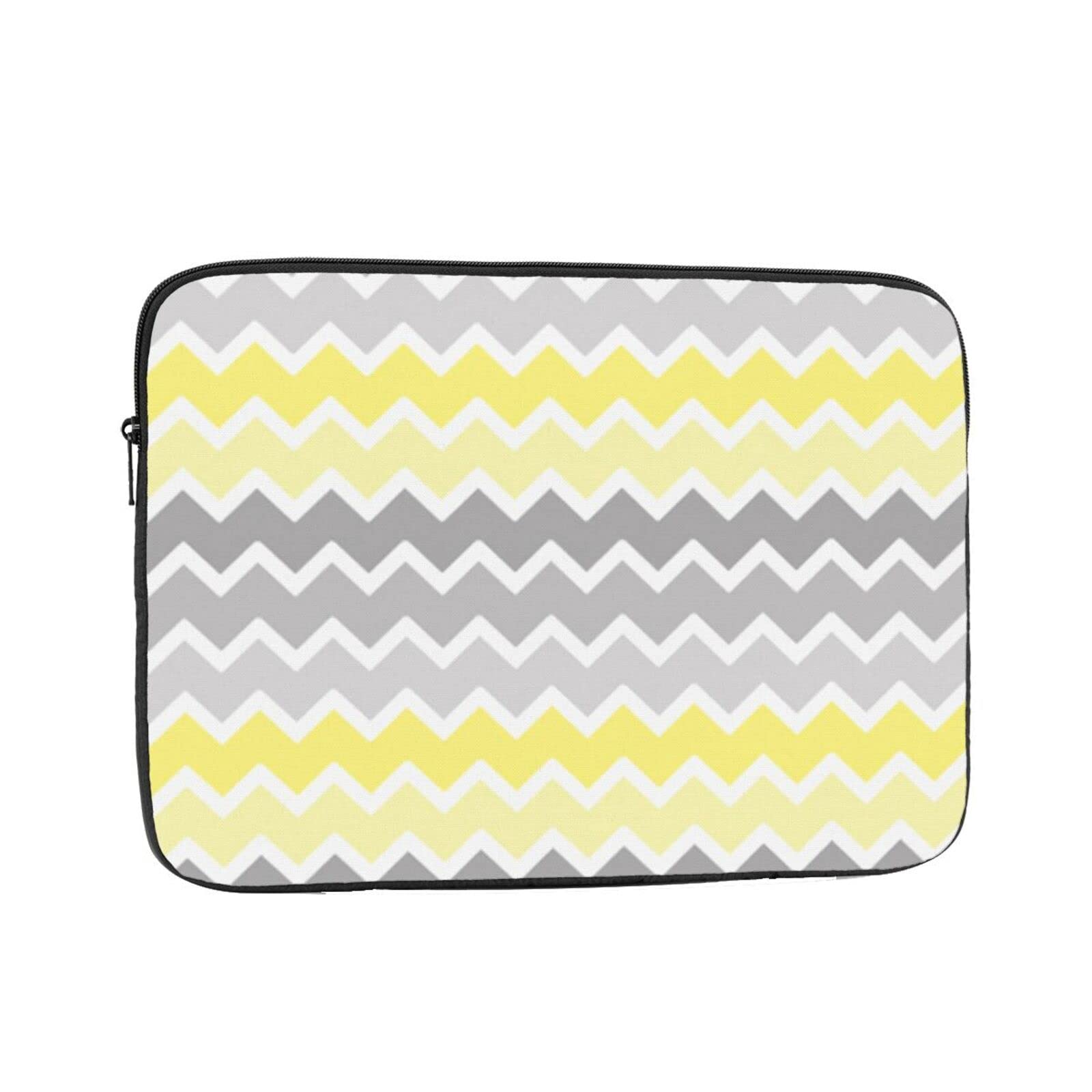 Durable 10 Inch Laptop Sleeve Case with Zipper - Polyester Computer Carrying Bag Compatible with Notebooks - Yellow Grey Geometric Pattern Design - Perfect for Office, School & Travel Protection