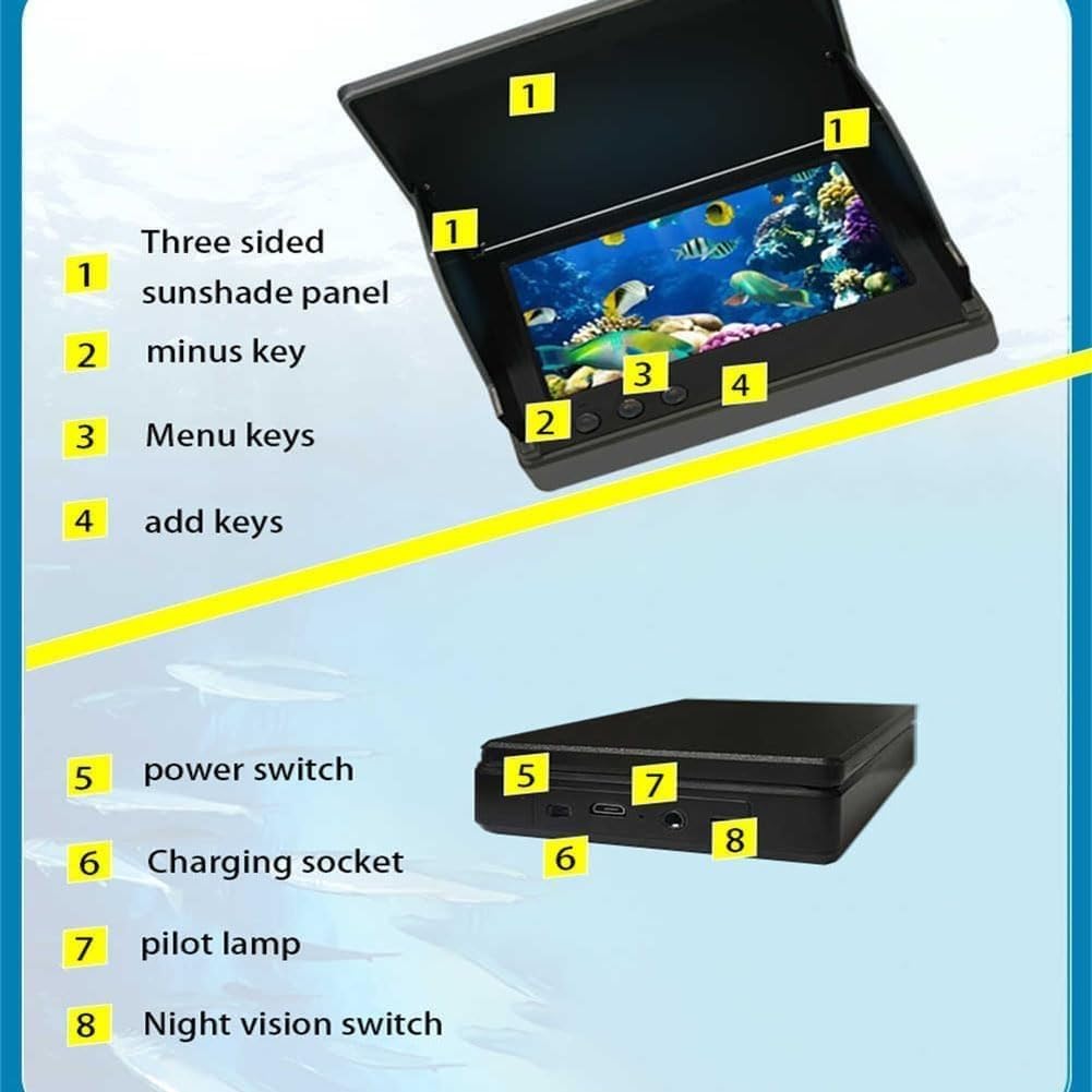 **Colitt 5in Underwater Fishing Camera with Infrared Night Vision - Portable Fish Finder with 164ft Cable, Waterproof Fishing Monitor for Ice Lake & Deep Sea Fishing - Perfect for Night Fishing & Low Visibility Conditions**
