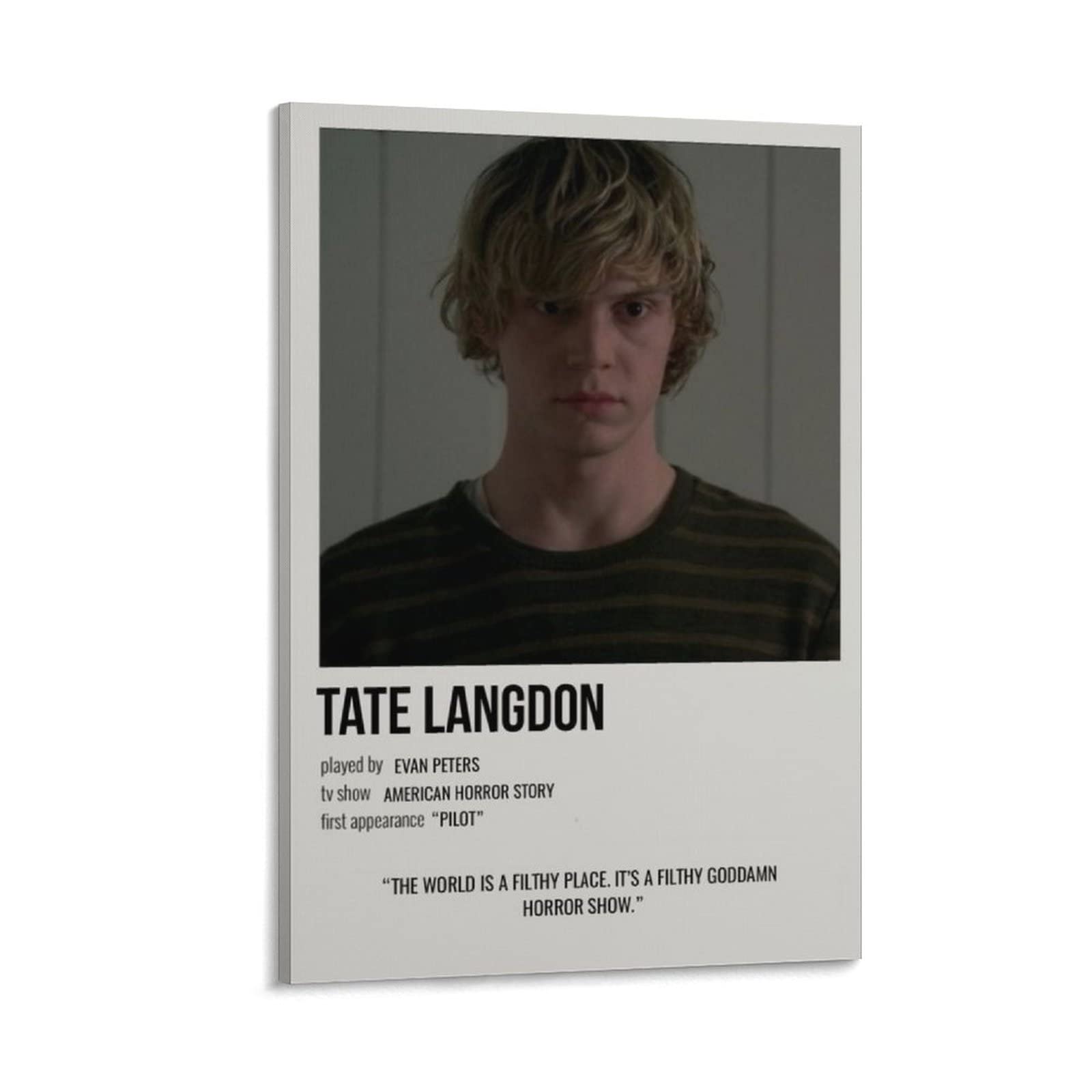Evan Peters Tate Langdon Canvas Poster - 24x36 Inch (60x90cm) Framed Wall Art for Bedroom, Office & Sports Decor - Perfect Gift for American Horror Story Fans & Home Interior Design