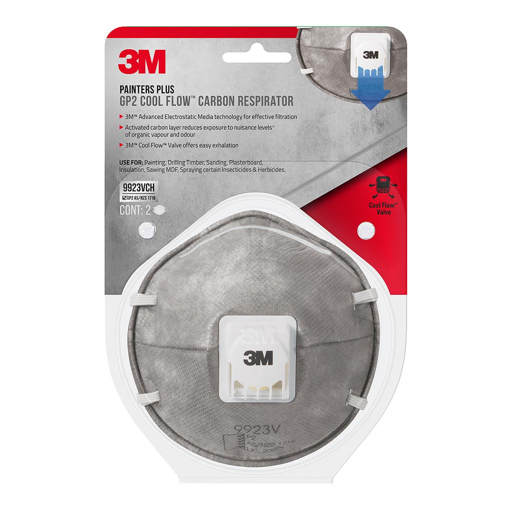 3M Painters Plus Respirator - Pack of 2 (9923VCH 2 DC) - Dust & Paint Fume Protection for DIY Projects, Woodworking & Home Renovation