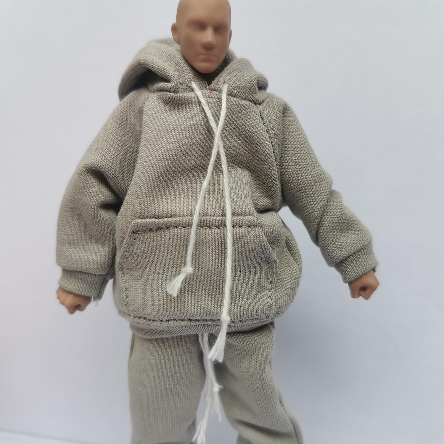 1/12 Scale Male Action Figure Clothes Set - Gray Hoodie & Pants for 6-inch Dolls - Perfect for Collectors, Customization and Diorama Displays