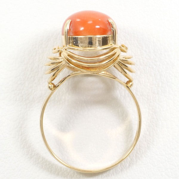18K Yellow Gold Coral Ring for Women – Elegant Handmade Jewelry Gift for Birthday, Anniversary & Valentine’s Day – Perfect for Beach Weddings, Summer Parties & Boho Fashion