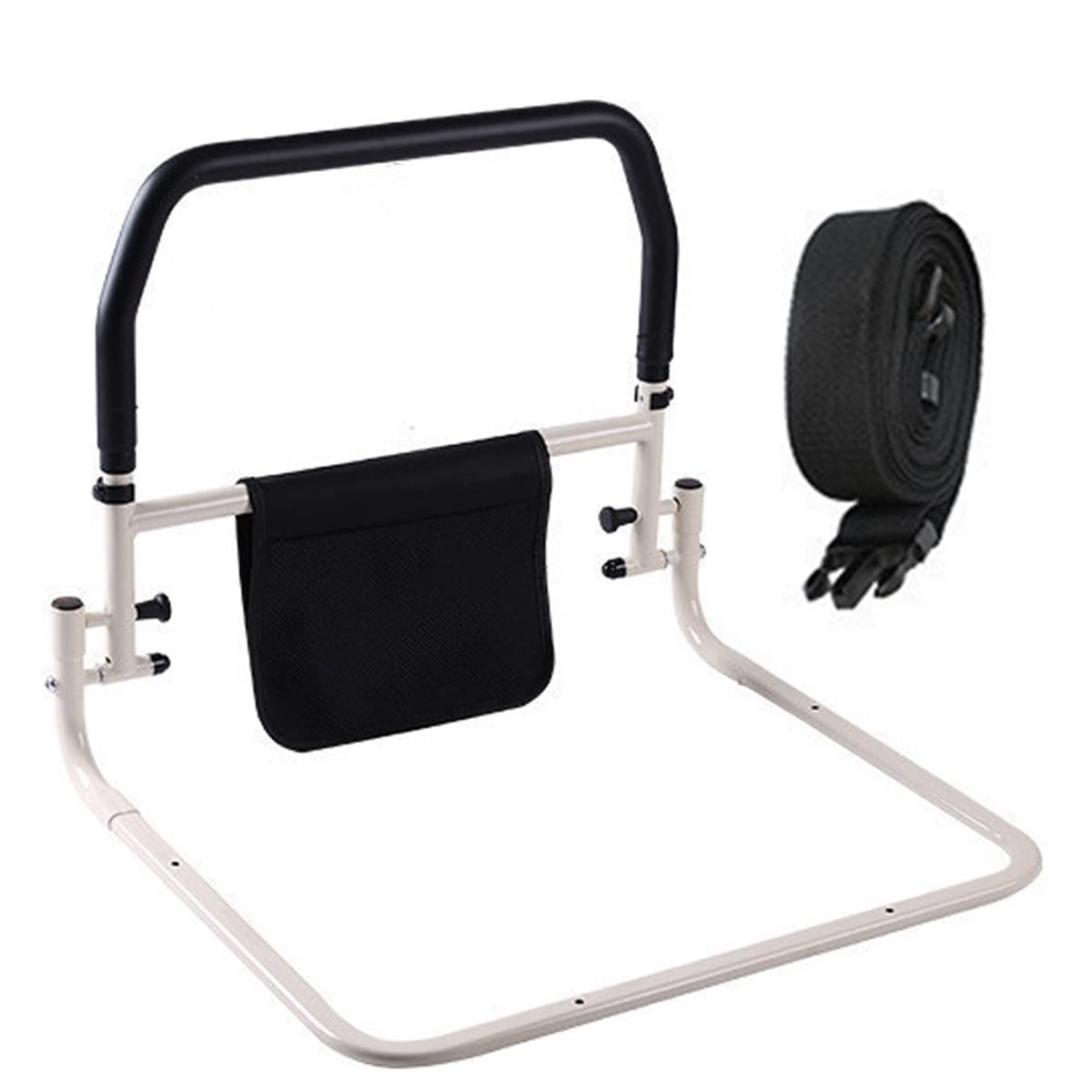 UFFD Bed Cane & Assist Rail - Safety Bed Railing Guard for Elderly & Seniors | Bed Assist Bar with Storage Pocket | Floor Support for Easy & Safe Bed Transfer | Ideal for Post-Surgery Recovery & Mobility Assistance
