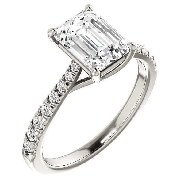 2 CT Emerald Cut Colorless Moissanite Engagement Ring for Women - Sterling Silver/Solid Gold Wedding Band Set - 4-Prong Solitaire Bridal Ring - Perfect for Proposals, Anniversaries & Special Occasions