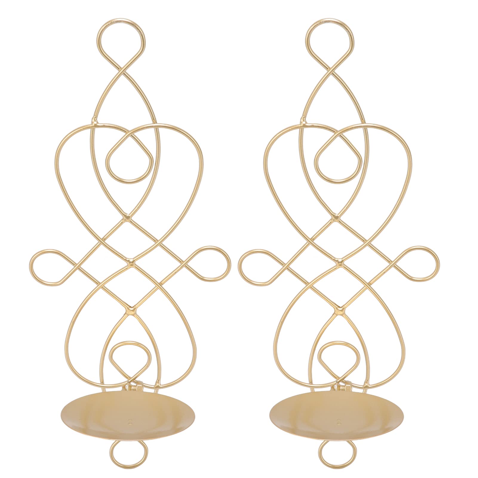 GLOGLOW Iron Wall Candle Holder - Unique Gold Metal Candle Sconce for Bedroom Decor, Living Room & Wedding Ambiance Lighting