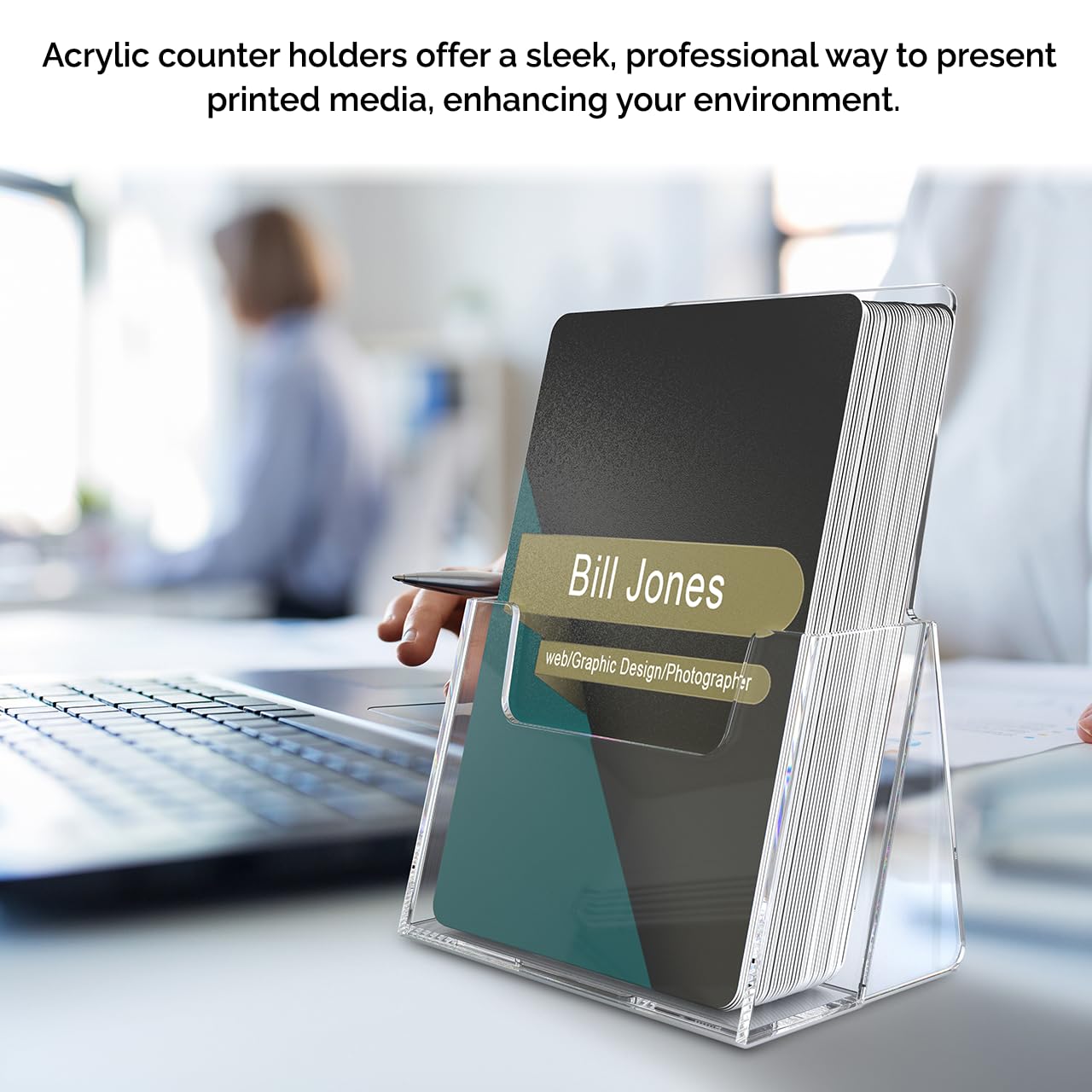 100 Pack Clear Acrylic Business Card Holders - Vertical 2