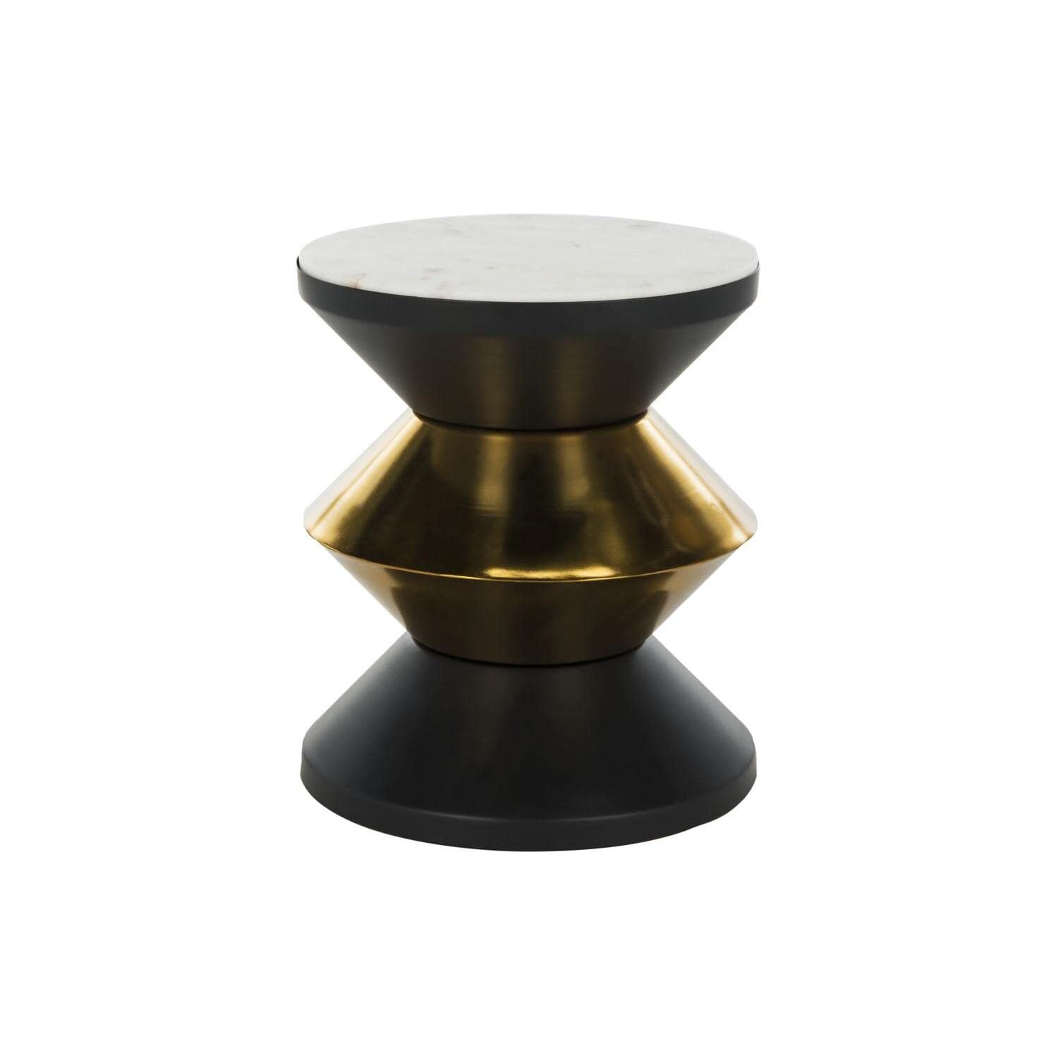 Safavieh Azizi Black and Gold Side Table with Stone Top - Elegant End Table for Living Room, Bedroom, or Office Decor