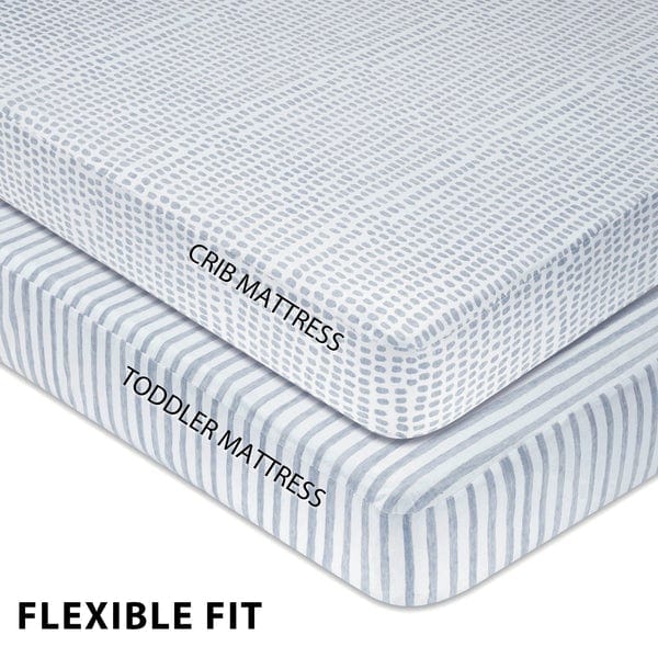 Elys & Co 2 Pack Waterproof Crib Sheets & Toddler Bed Sheets - Soft, Breathable & Machine Washable for Baby Nursery & Daycare Use