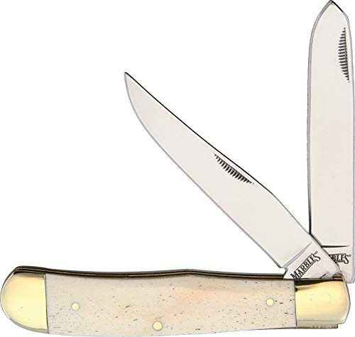 Premium White Smooth Bone Marbles Trapper MR578 - Perfect for Knife Collectors, Outdoor Enthusiasts & Everyday Carry (EDC)