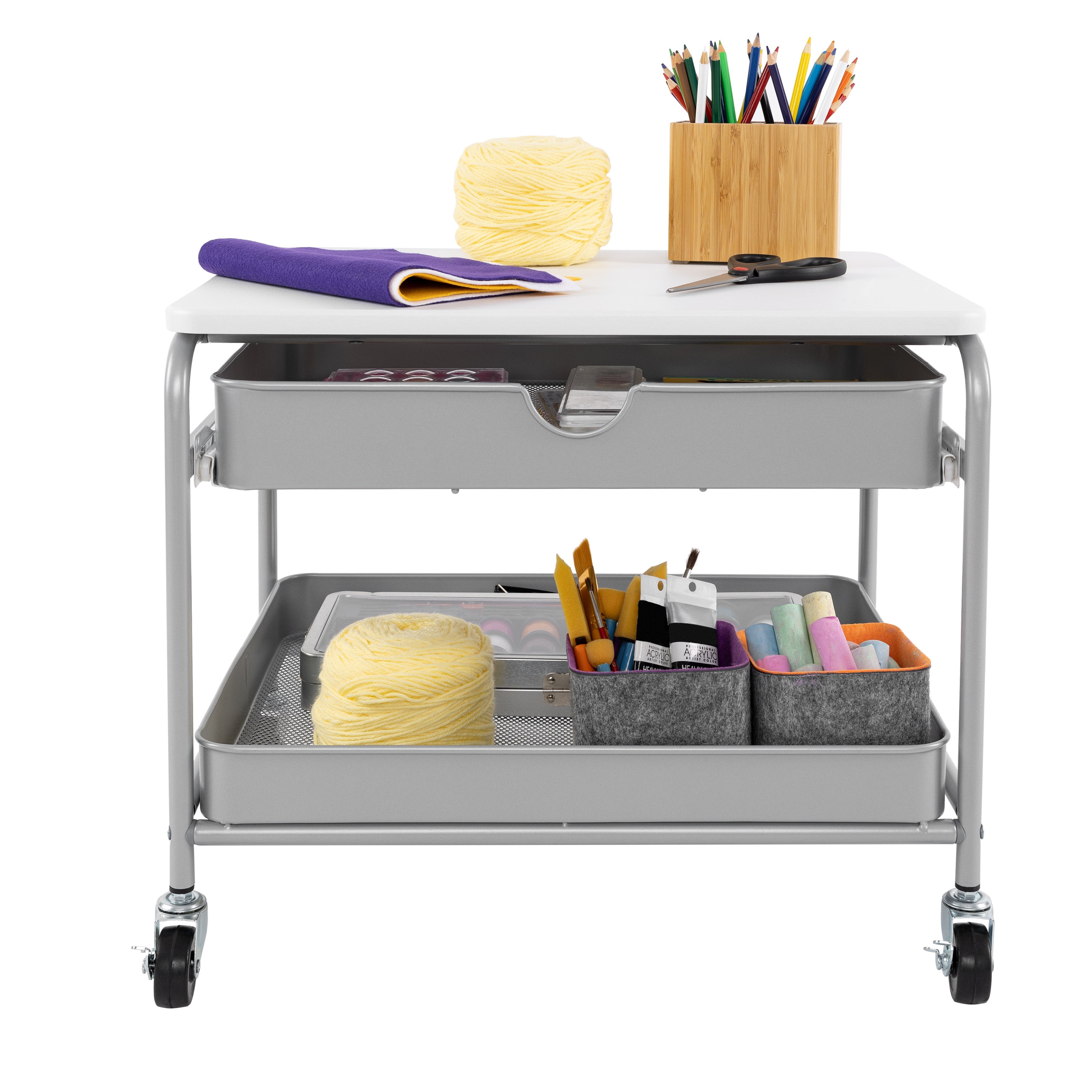 Under Desk Storage Printer Cart - Compact & Mobile Printer Stand for Home Office, Small Spaces - Perfect for Organizing Printers, Scanners & Office Supplies