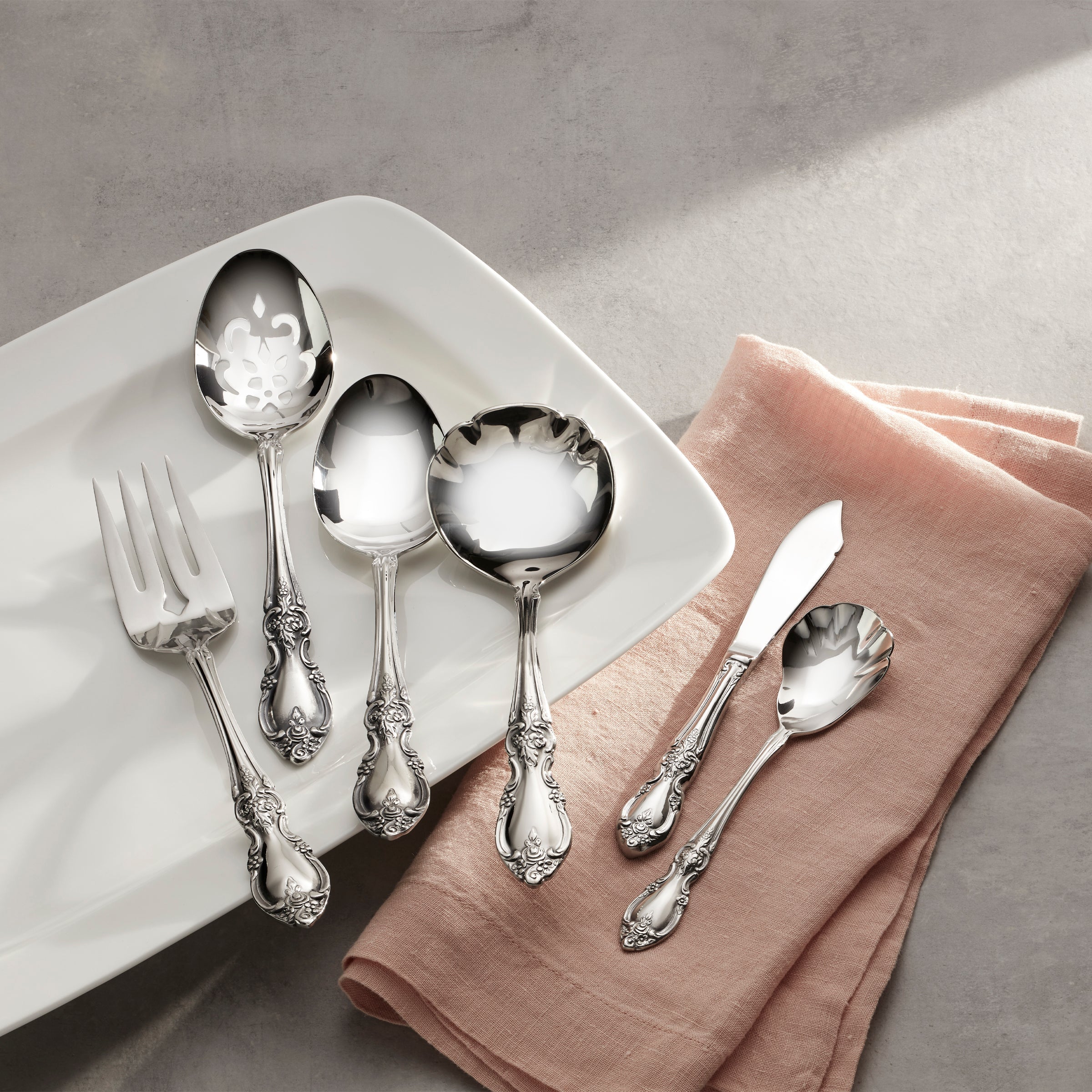 Premium 18/8 Stainless Steel Louisiana 6-Piece Hostess Set - Elegant Flatware for Dinner Parties, Weddings & Formal Dining