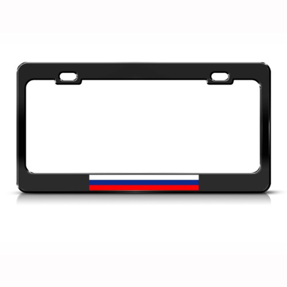 Speedy Pros Metal License Plate Frame with Russian Flag - Durable Black Car Accessories for Russia (2 Holes) - Perfect for Car Enthusiasts & Patriotic Drivers