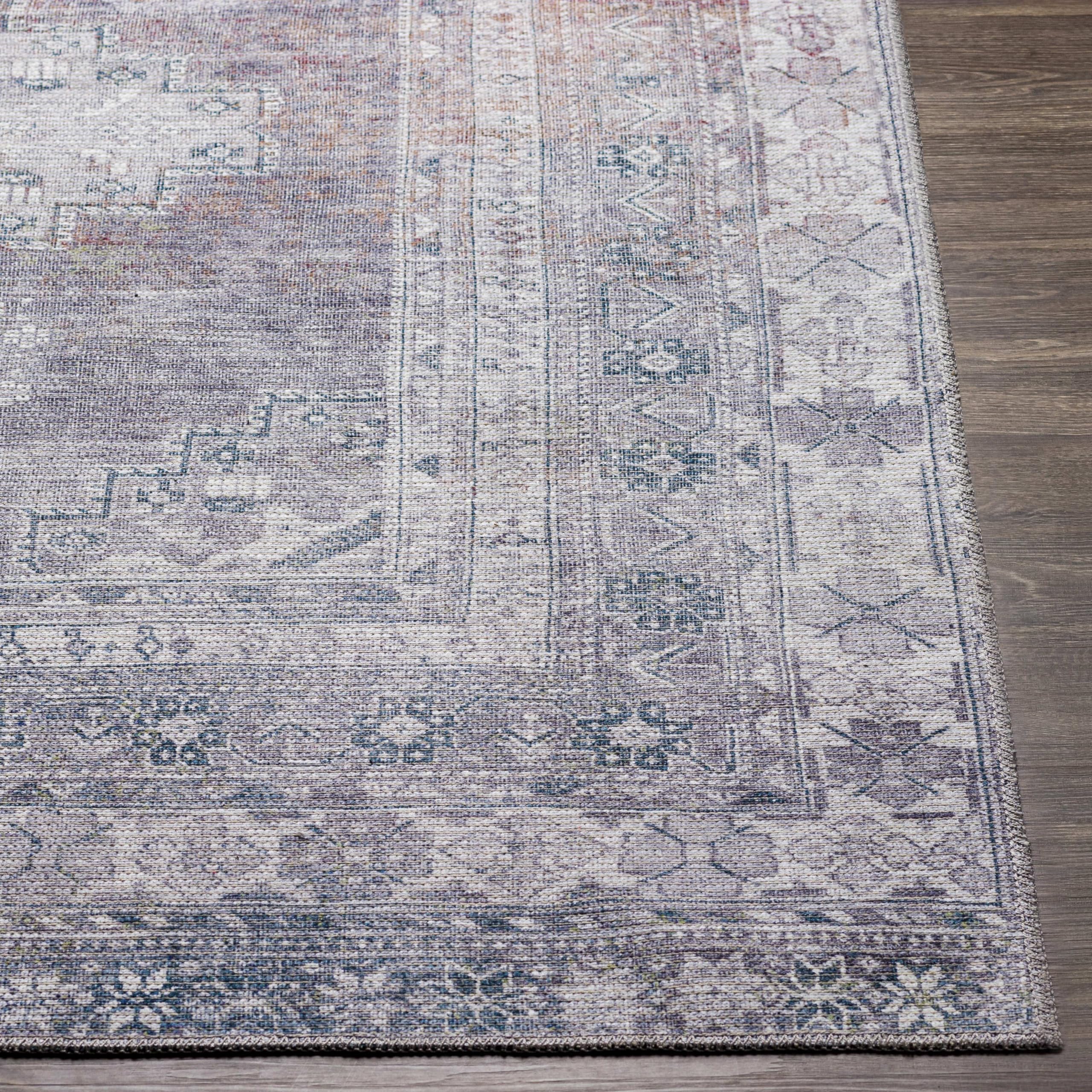Mark&Day Washable Rugs 9x12 - McCordsville Traditional Slate Area Rug in Blue Grey | Machine Washable Living Room, Bedroom & Kitchen Carpet (9'3