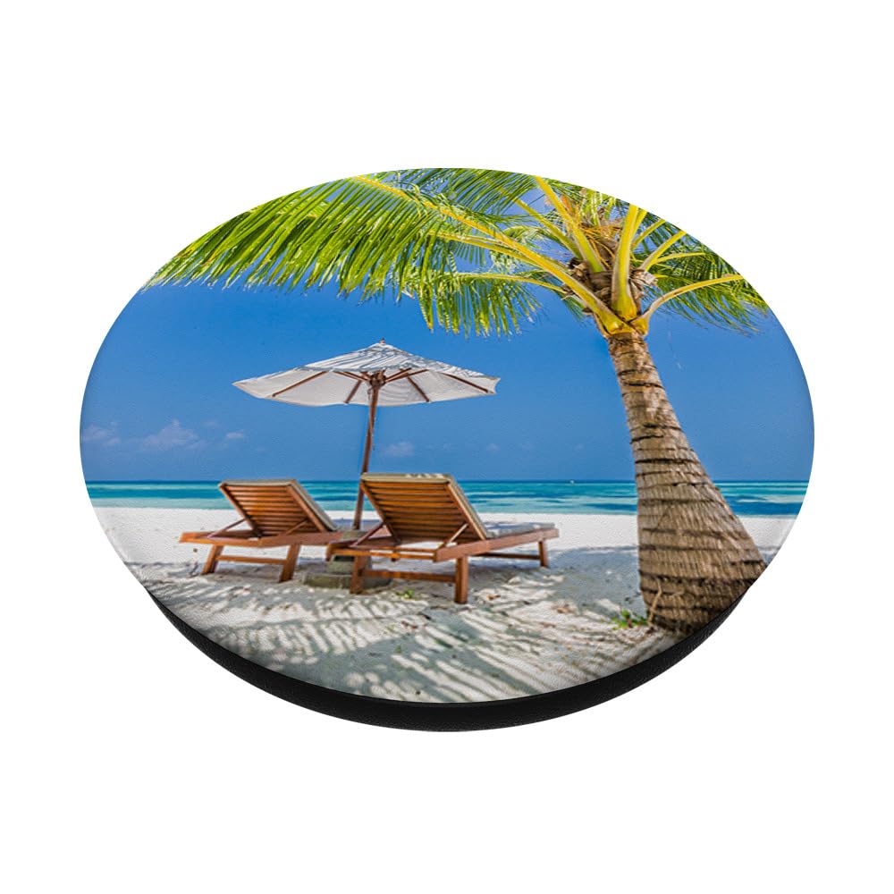 Premium Beach Chair with Pop Mount Socket & Sun Umbrella - Swappable PopGrip for Phones & Tablets - Perfect for Poolside, Vacation & Outdoor Relaxation