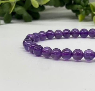 6mm Smooth Amethyst Stretch Bracelet for Women - Healing Crystal Jewelry for Meditation, Yoga & Spiritual Wellness