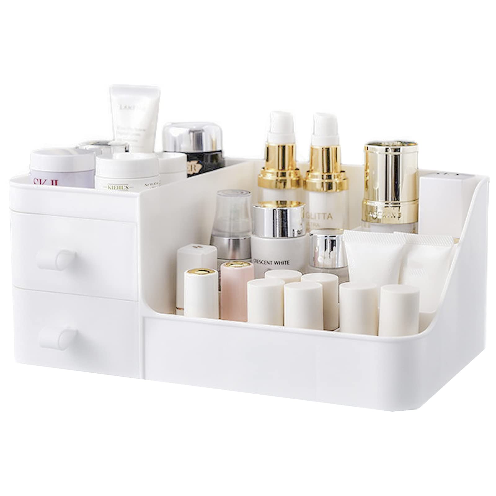 Polar White Makeup Organizer with Drawers - Cosmetic Storage for Lipstick, Brushes & Eyeshadow | Vanity & Countertop Beauty Organizer | Perfect for Bedroom, Bathroom & Travel