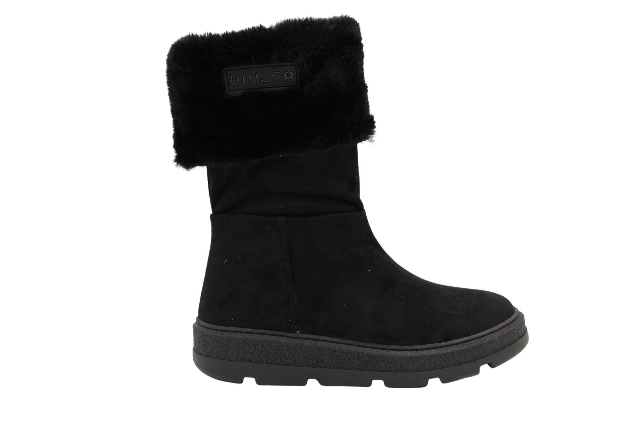 UNISA FOSSY Women's Black Suede Ugg Style Winter Boots with Fur Lining - Cozy & Warm Snow Boots for Cold Weather, Outdoor Activities and Casual Wear