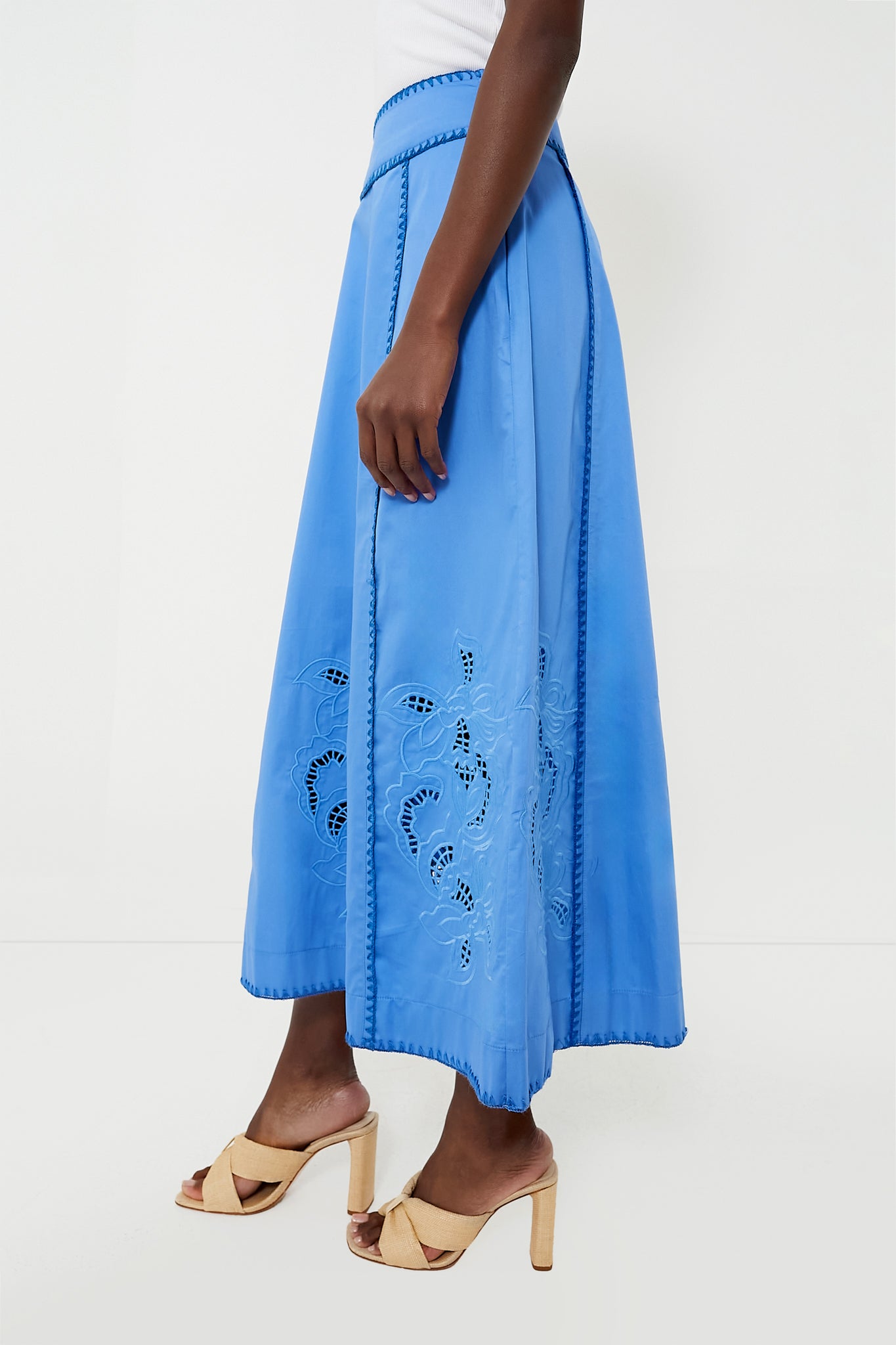 Blue Rosalie Skirt for Women - Flowy Midi Skirt with Pockets | Perfect for Summer, Beach, Office & Casual Outfits