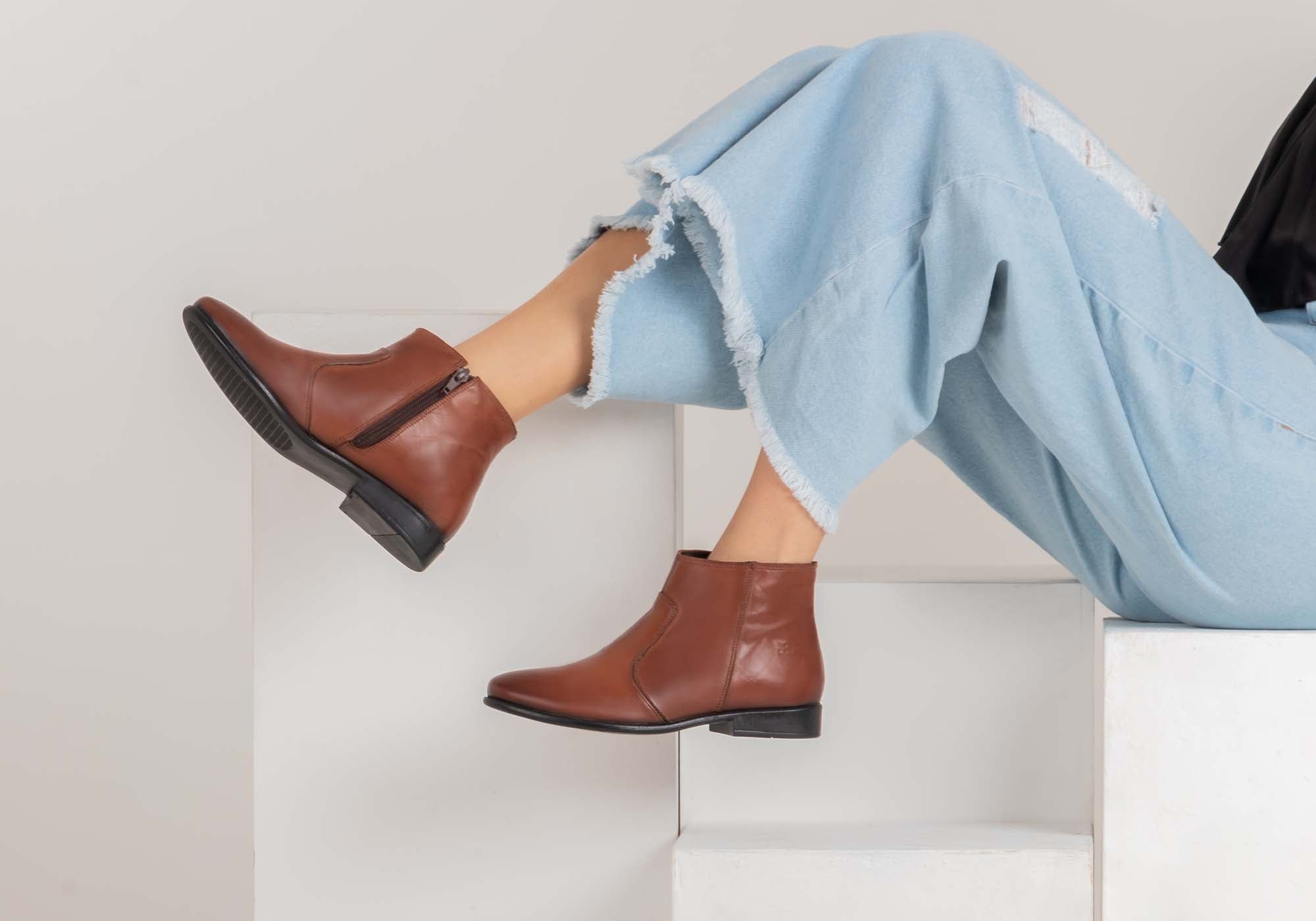Perlatto Morgan Women's Comfortable Leather Ankle Boots - Brazilian Made Leather Shoes for Women - Perfect for Office, Casual Wear & Fall Fashion