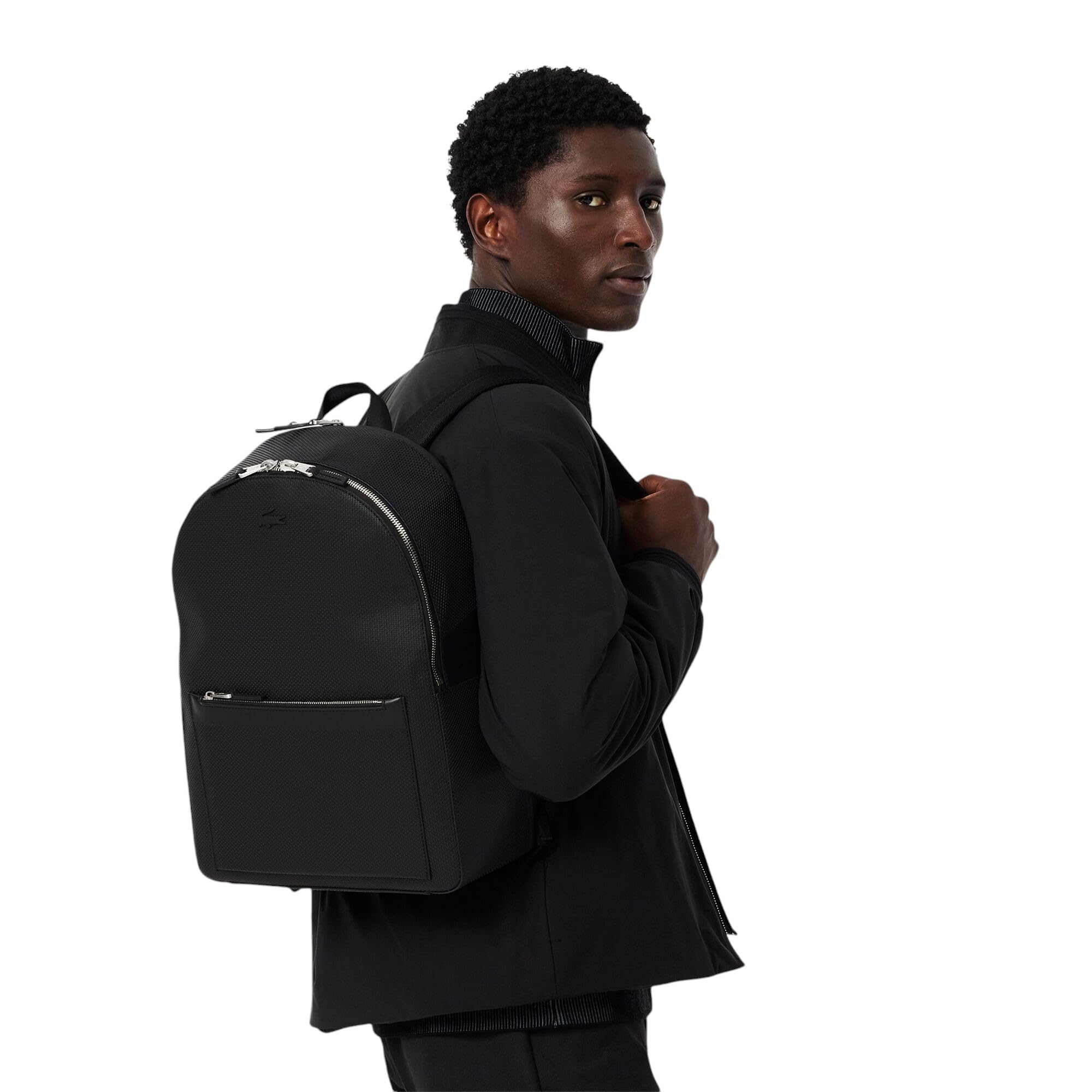 Lacoste Men's Chantaco Backpack - Black on Black, One Size, Durable & Stylish Laptop Backpack for Work, School & Travel