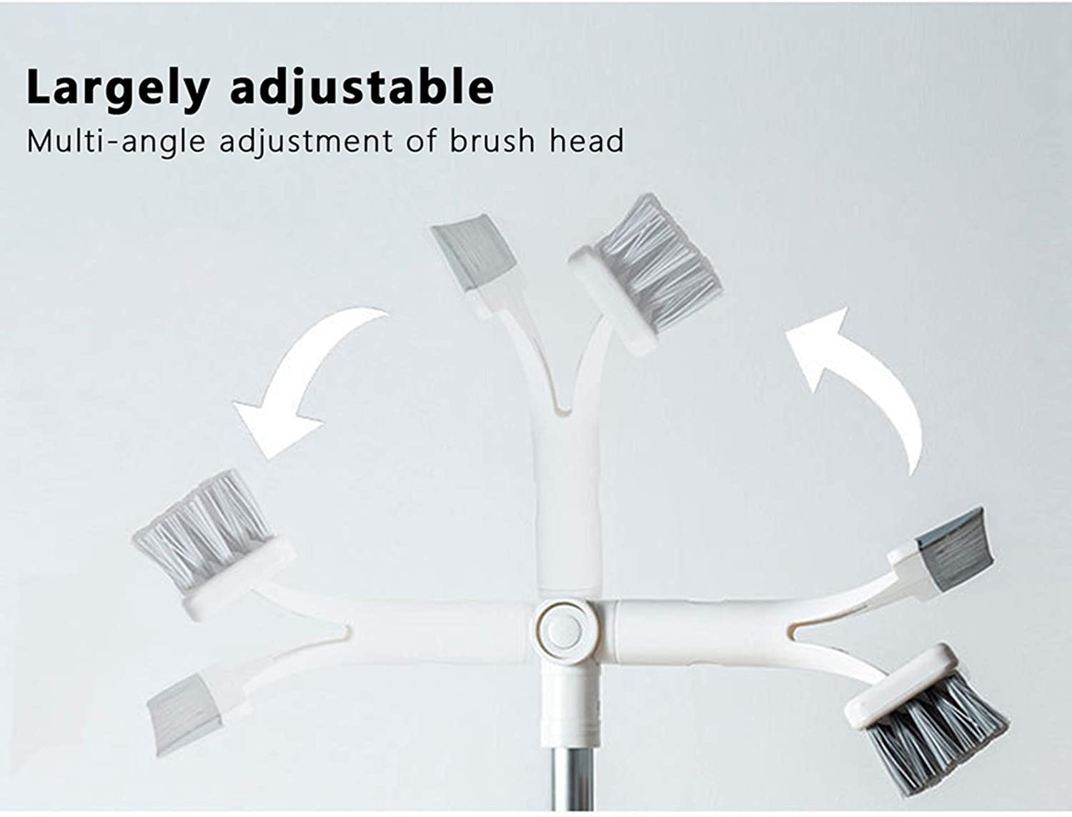 Amso Floor Scrubber Brush with Squeegee - Soft Bristle Long Handle Cleaning Brush for Bathroom, Shower, Kitchen, Tile & Patio - Perfect for Deep Cleaning Floors, Walls and Outdoor Surfaces