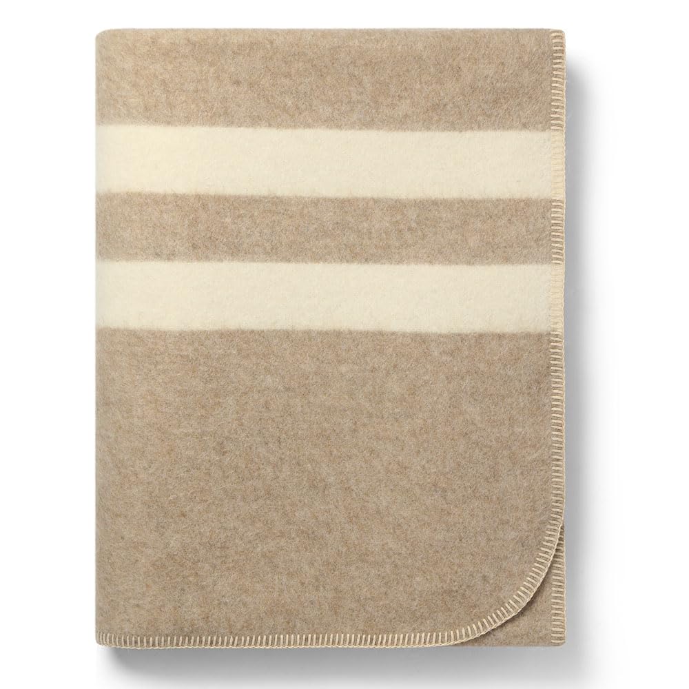 Premium Heavyweight Alpaca Wool Blanket for Camping, Travel & Home - Soft Peruvian Alpaca Throw Blanket in Beige-Ivory (Twin Size) | Cozy for Sofa, Bed & Outdoor Adventures