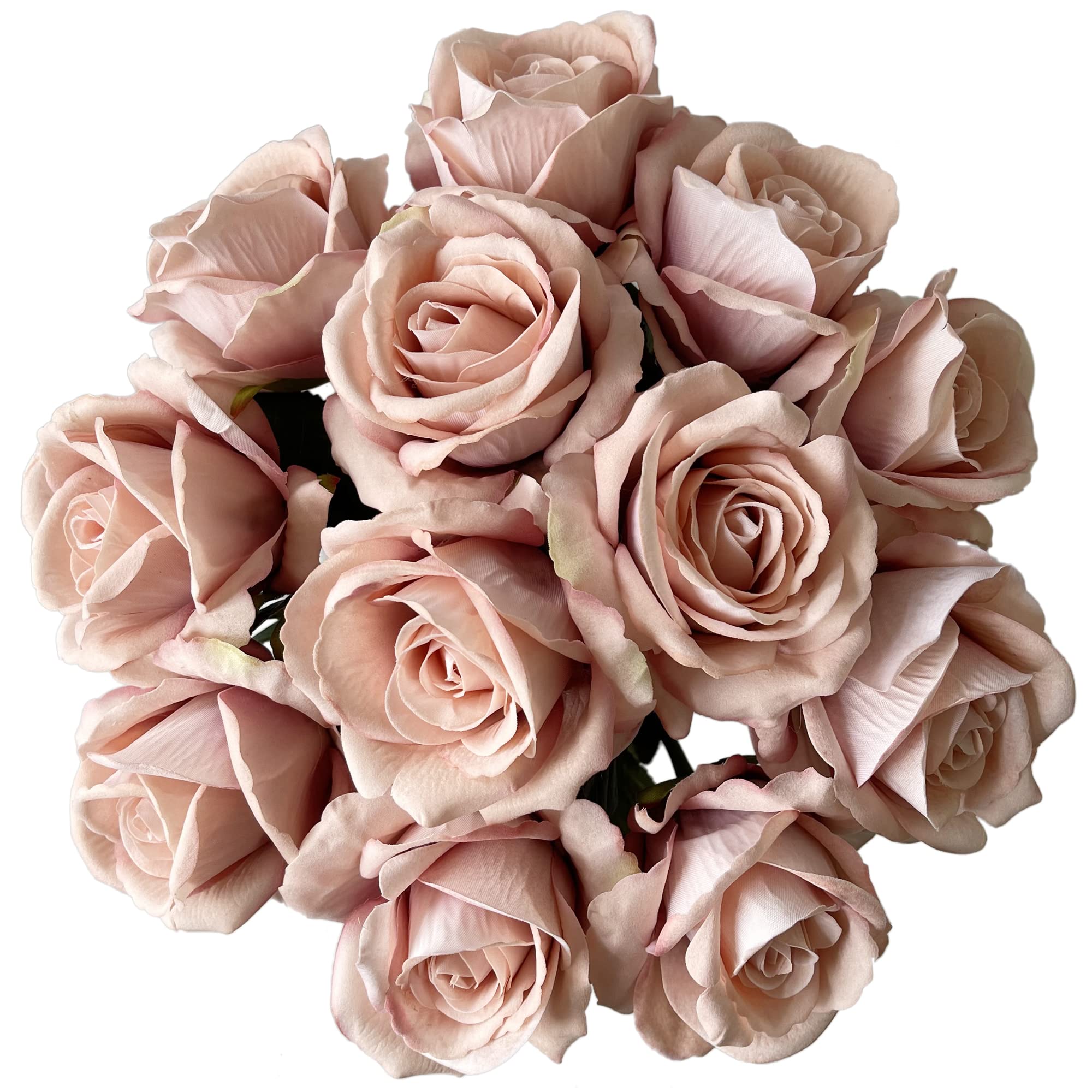 12 Pcs Artificial Silk Roses - Real Touch Faux Rose Flowers with Long Stems for Wedding Bouquets, Home Decor, Party & Garden Floral Arrangements - Elegant Centerpieces for Tables, Vases & DIY Crafts