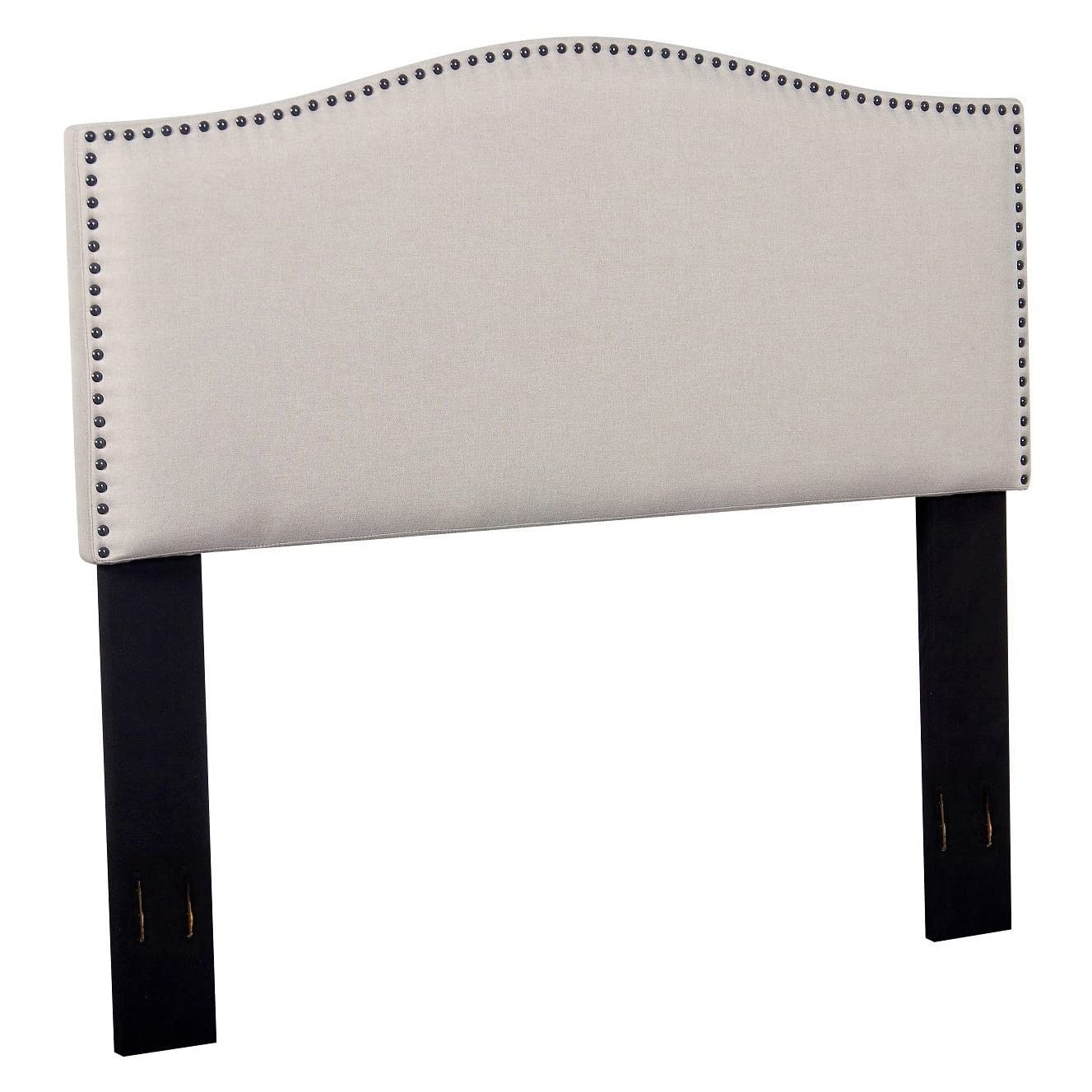US Pride Furniture Full/Queen Size Nailhead Upholstered Fabric Headboard in Grey - Perfect for Bedroom Decor & Modern Home Styling