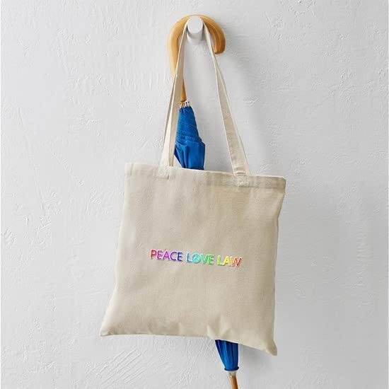 Peace Love Law Natural Canvas Tote Bag - Eco-Friendly Reusable Shopping Bag for Groceries, Beach & Work Commute