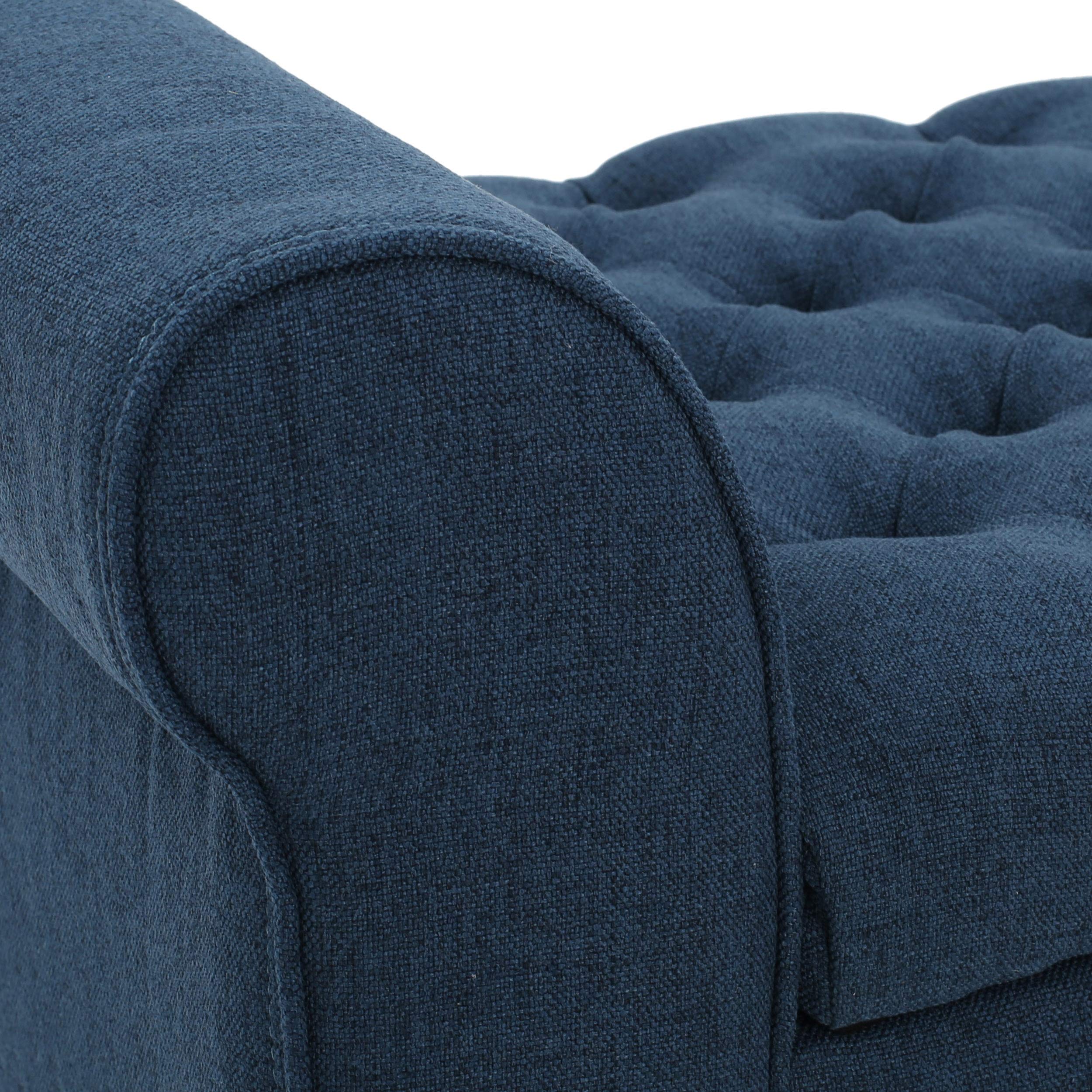 Christopher Knight Home Keiko Fabric Storage Bench with Arms - Dark Blue Upholstered Entryway Bench (19.75