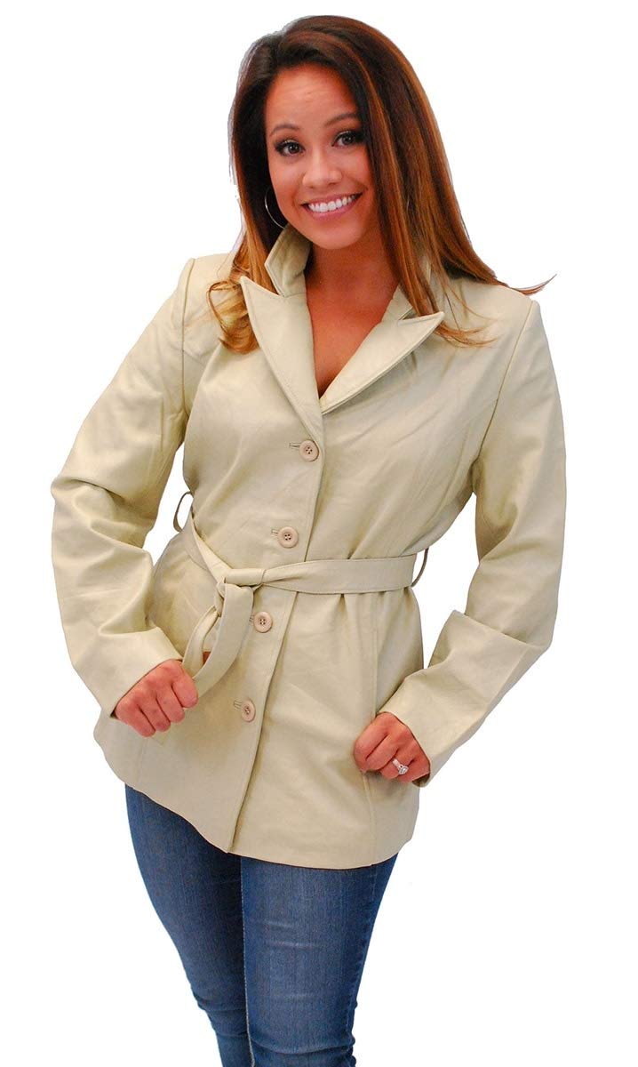 Jamin' Leather Cream White Belted Button Up Coat for Women | Stylish Winter Jacket with Belt | Perfect for Office, Dating & Outdoor Activities #L2491BTT