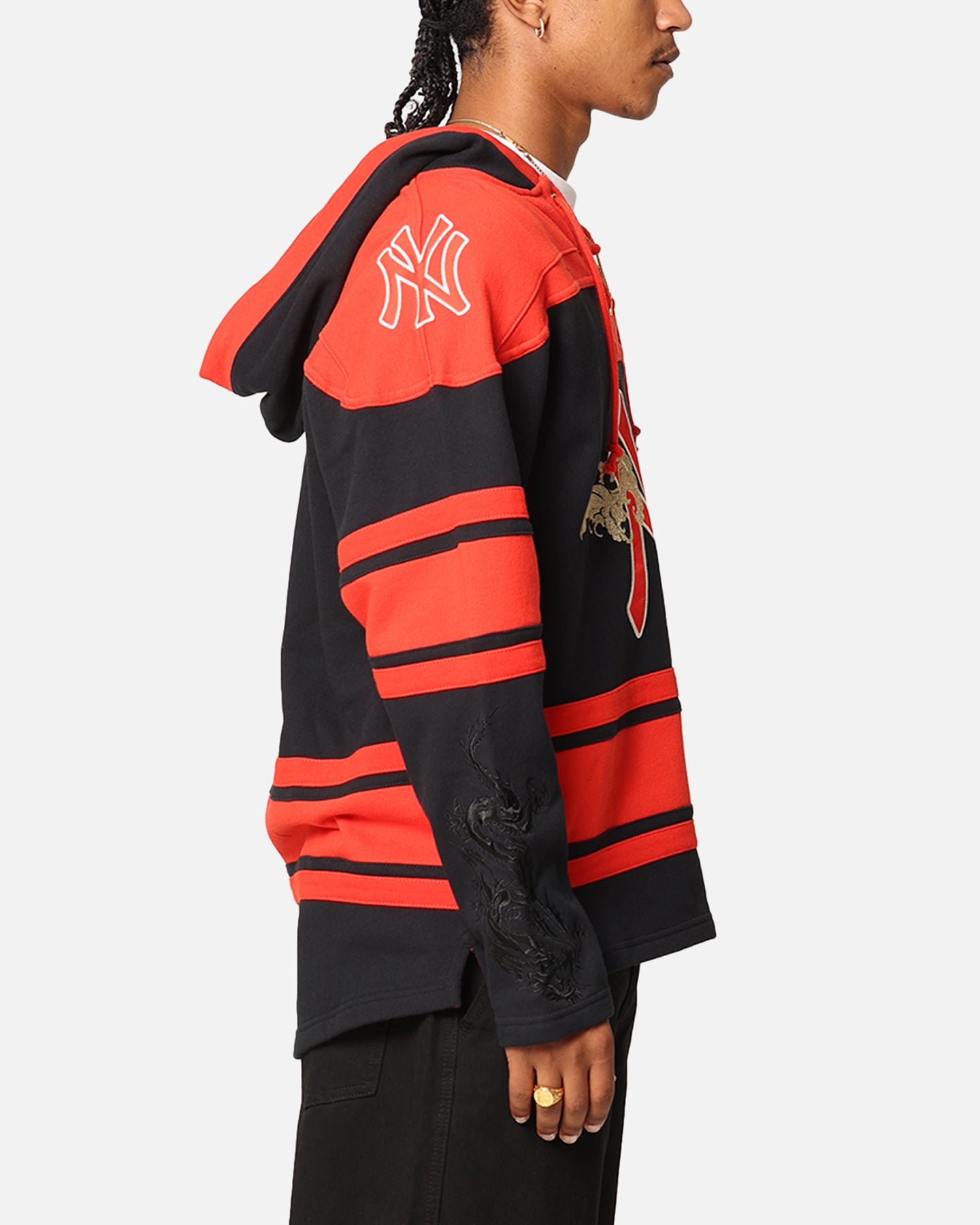47 Brand New York Yankees 'Year Of The Dragon' Lacer Hoodie - Jet Black MLB Baseball Fan Apparel for Men & Women - Perfect for Game Day, Streetwear & Casual Outfits