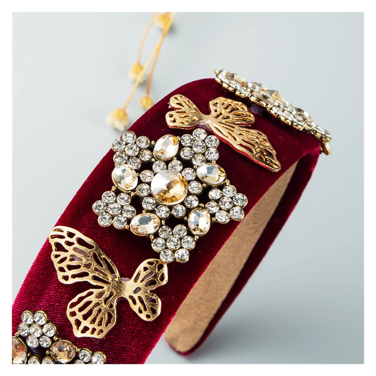 LiFBeauTiFuL Diamond Headbands - Elegant Rhinestone Butterfly & Flower Hair Accessories, Velvet Hairband Hoop for Women & Girls (Color: Red) | Perfect for Weddings, Parties & Special Occasions