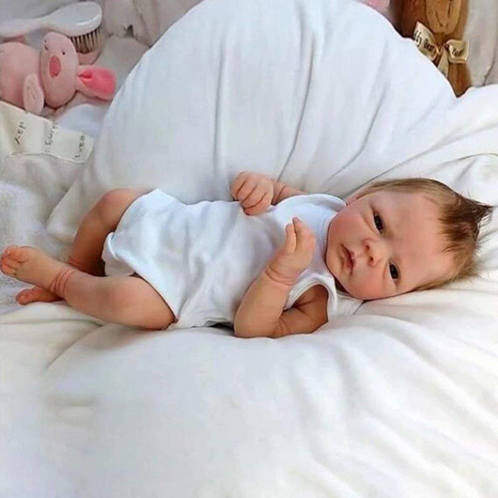 EURORA 18 Inch Reborn Baby Doll Boy - Vinyl Silicone Body with Clothes & Bottle - Perfect Gift for Kids 3+