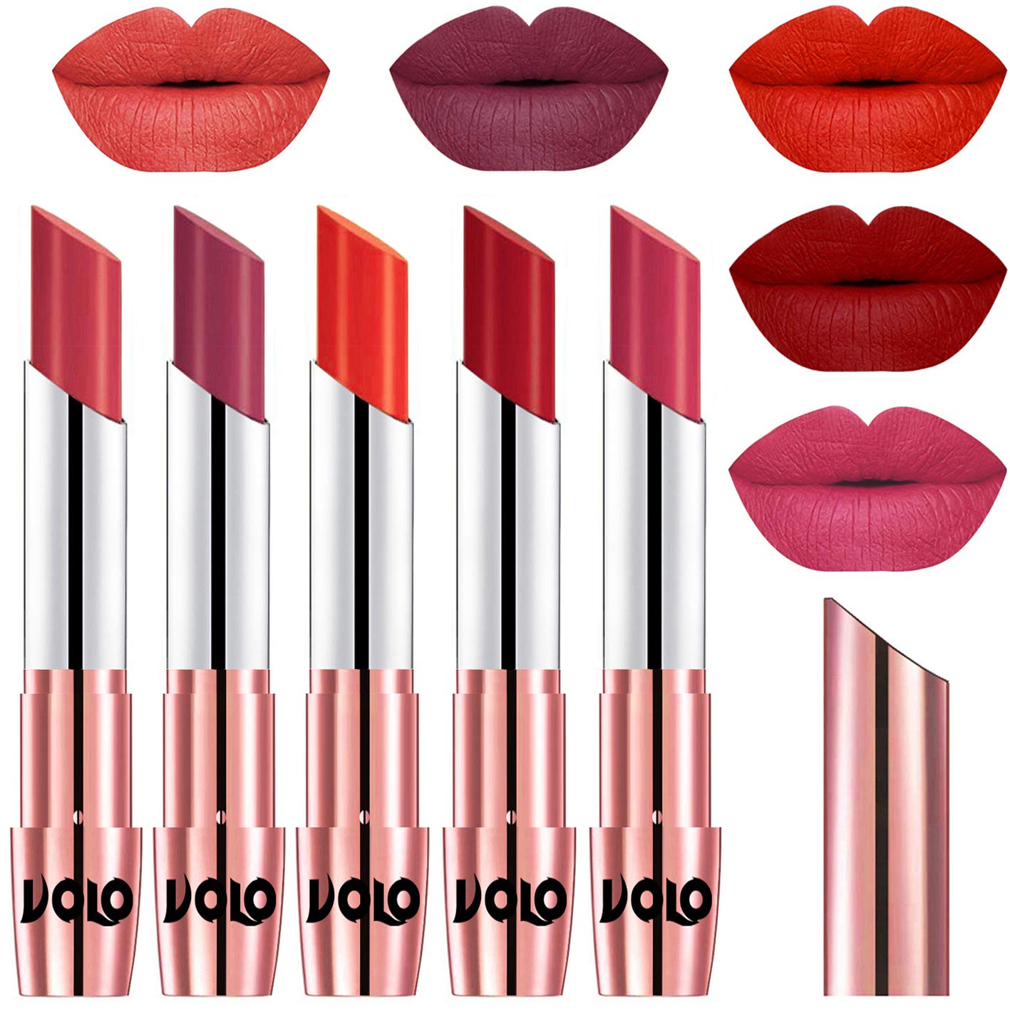 VOLO Cream Lipstick - Peach, Rose, Coral, Tomato Red & Pink Shades | Long-Lasting Hydrating Lip Color for Everyday Wear, Date Night & Special Occasions