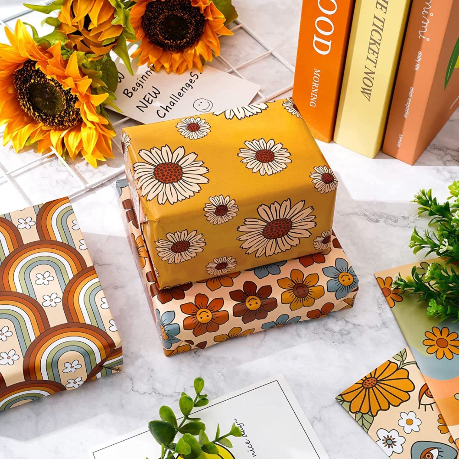 Premium Birch & Co. Gift Wrapping Paper Set - 6 Assorted Sheets for Elegant Present Packaging - Perfect for Birthdays, Weddings & Holiday Gifts