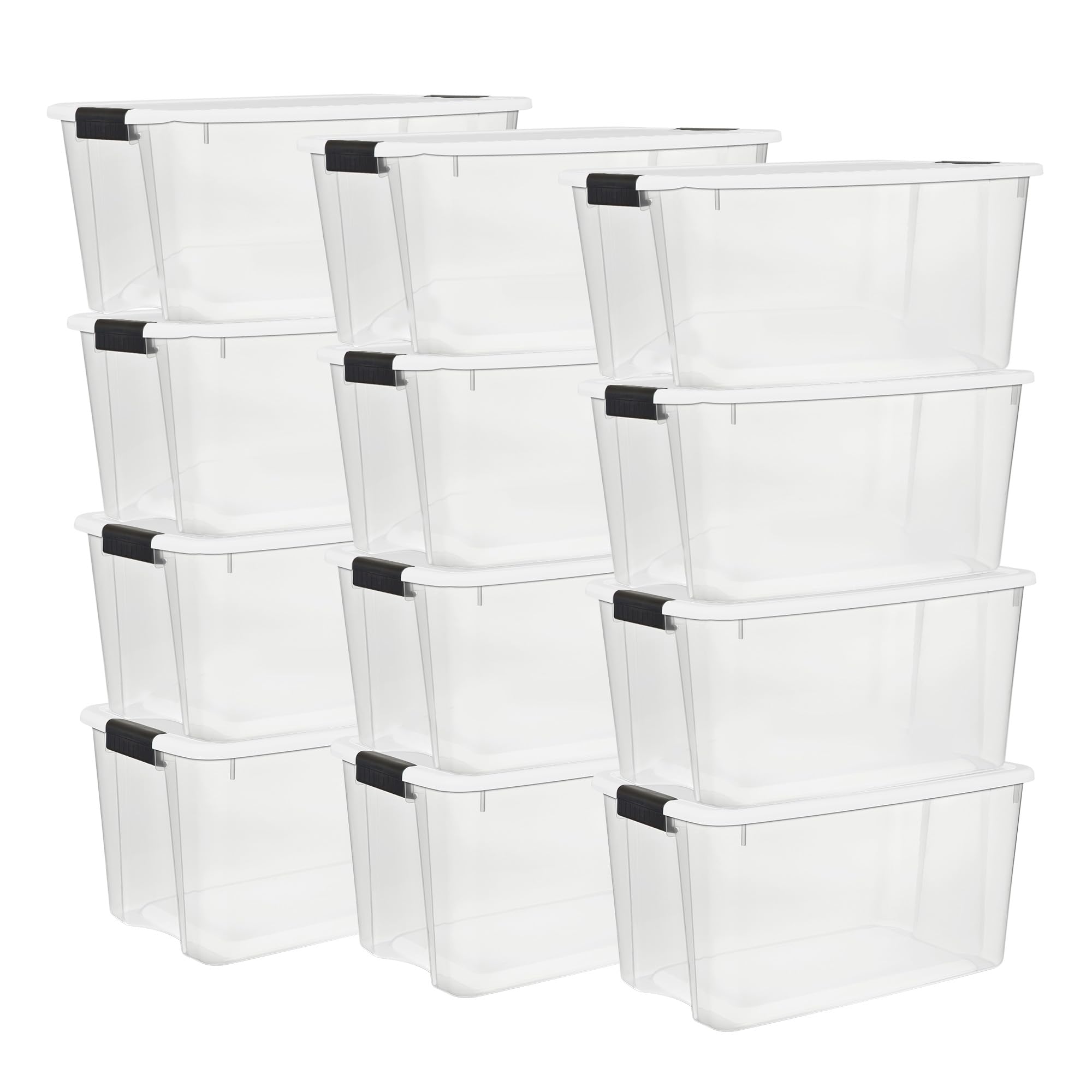 Sterilite 12-Pack 70 Quart Clear Plastic Storage Bins with Secure Latching Lids - Large Organizing Containers for Home, Office, Garage & Closet Storage Solutions