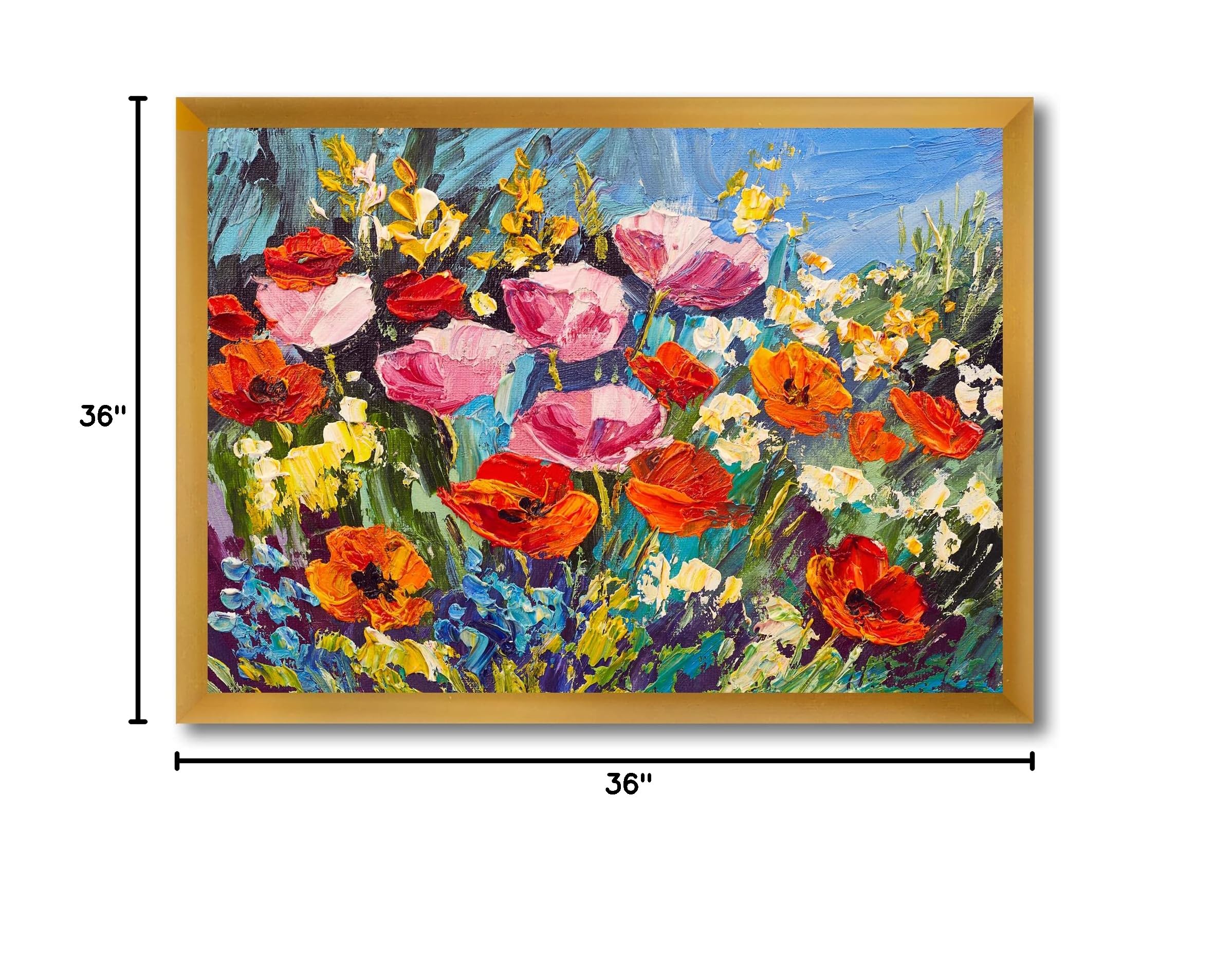 Vibrant Spring Wildflowers Framed Wall Art - Traditional Floral Home Decor for Living Room, Bedroom & Office