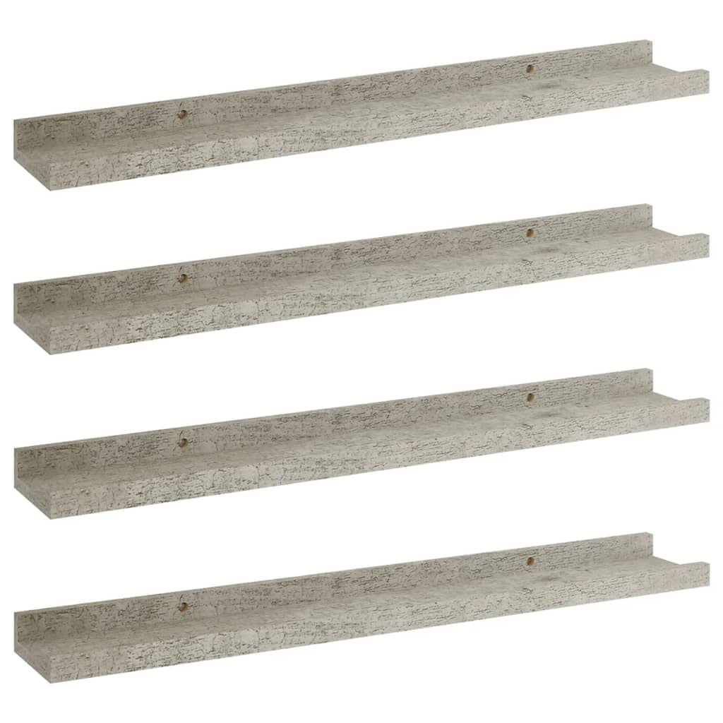 4 Pack Floating Wall Shelves Set - Modern Concrete Gray Bathroom & Bedroom Shelving (23.6