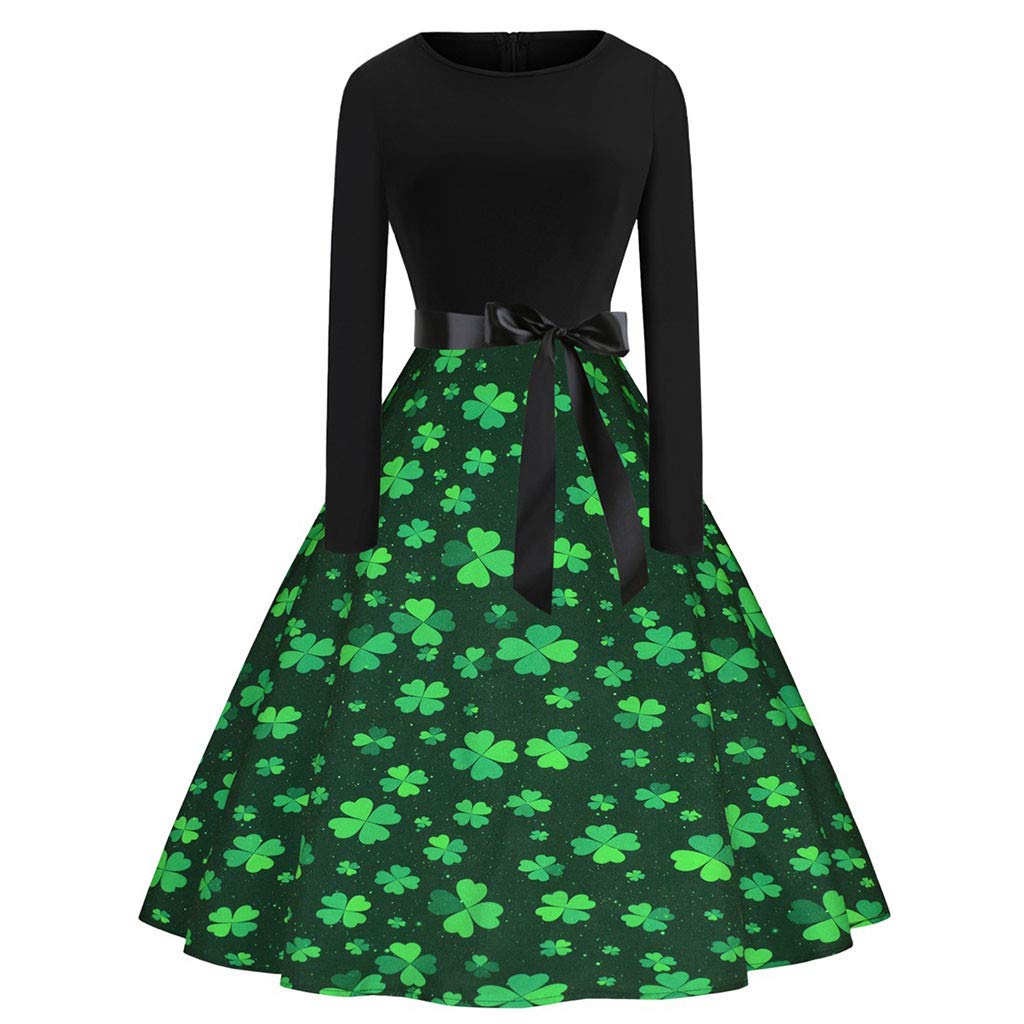 Women's St. Patrick's Day Green Clover Shamrock Dress - Irish Themed Fancy Costume for Parties & Festivals | Perfect for Pub Crawls, Parades & Irish Celebrations